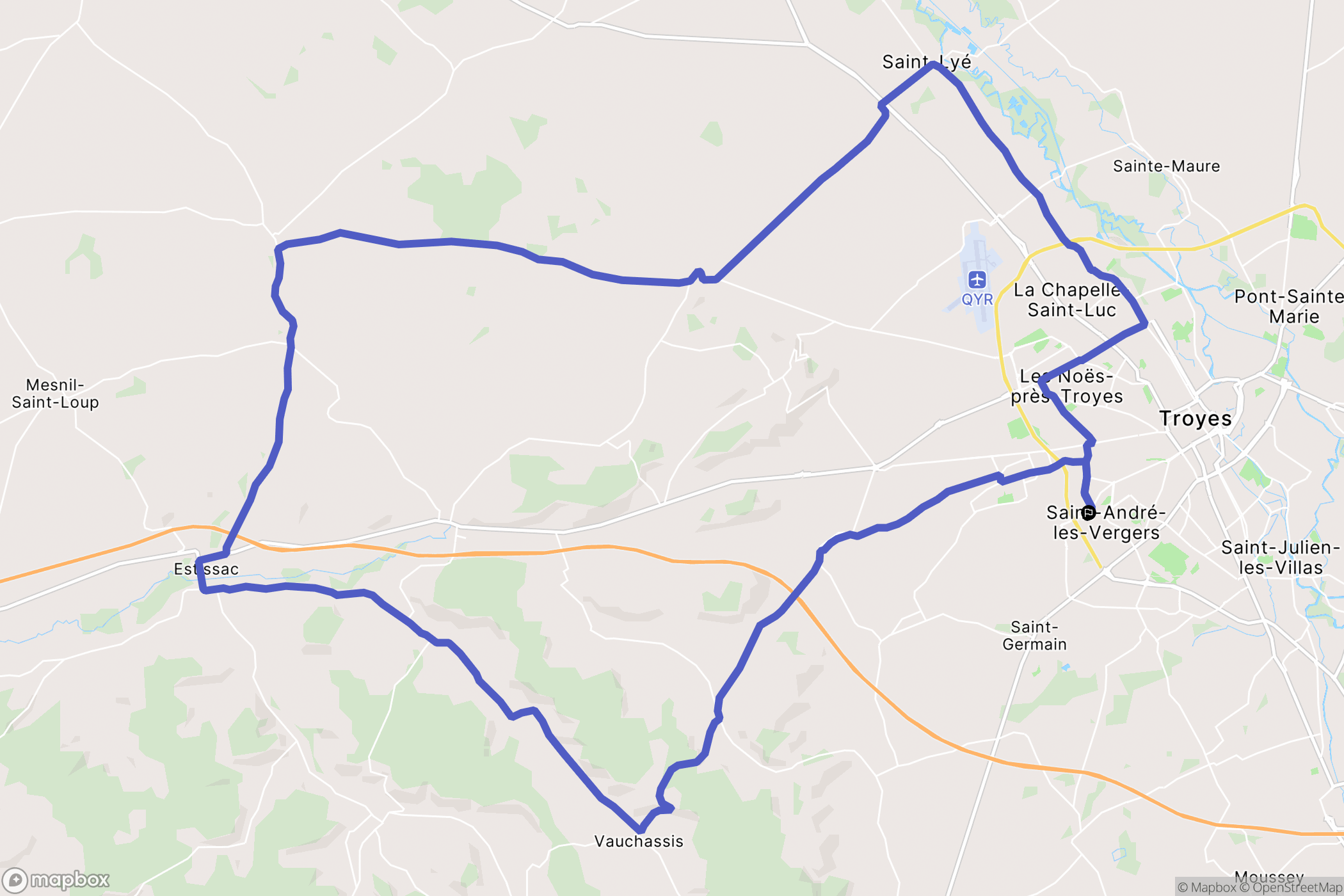 Saint-André-les-Vergers : carte du parcours de randonnée - France