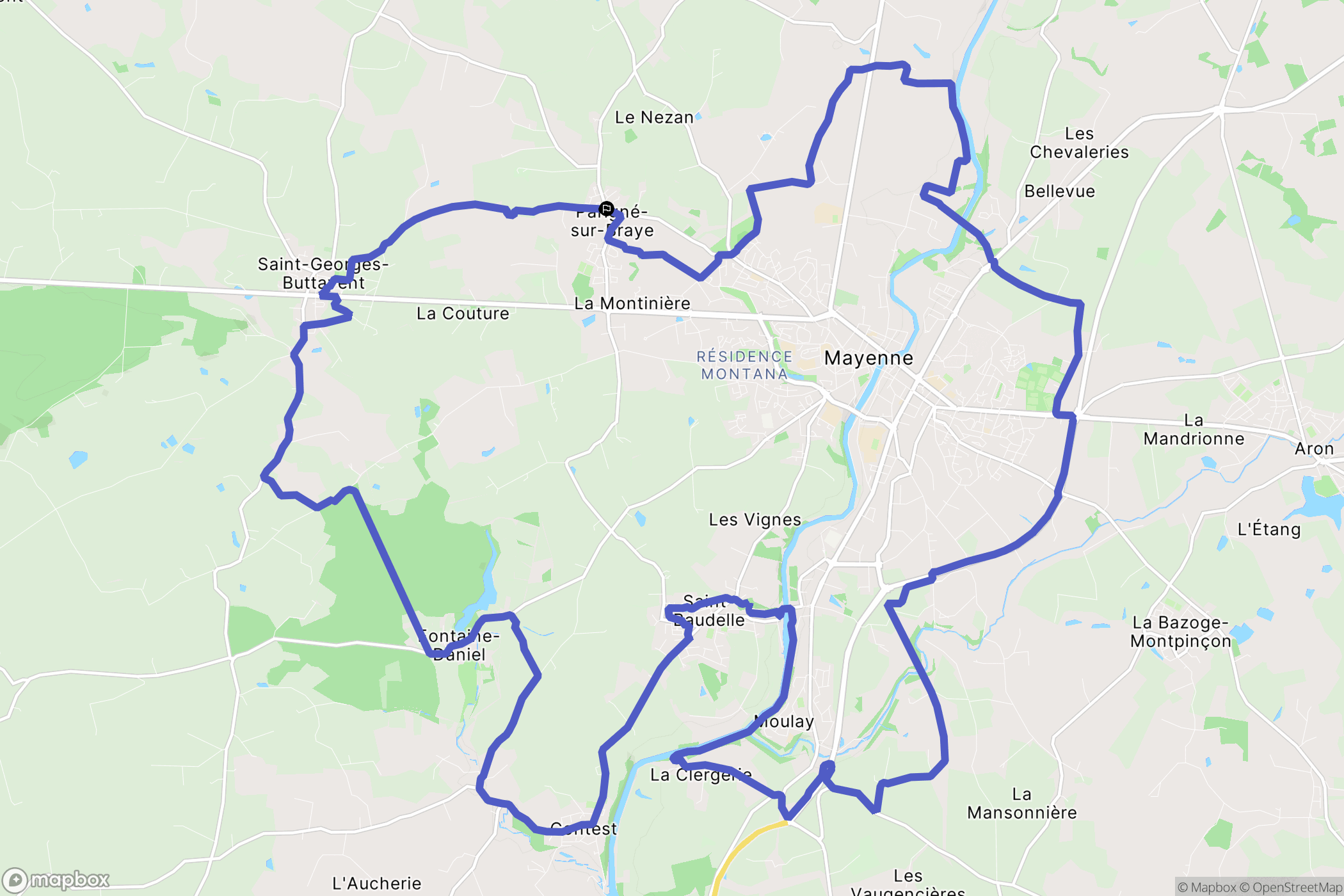 Parigné-sur-Braye : carte du parcours de randonnée - France