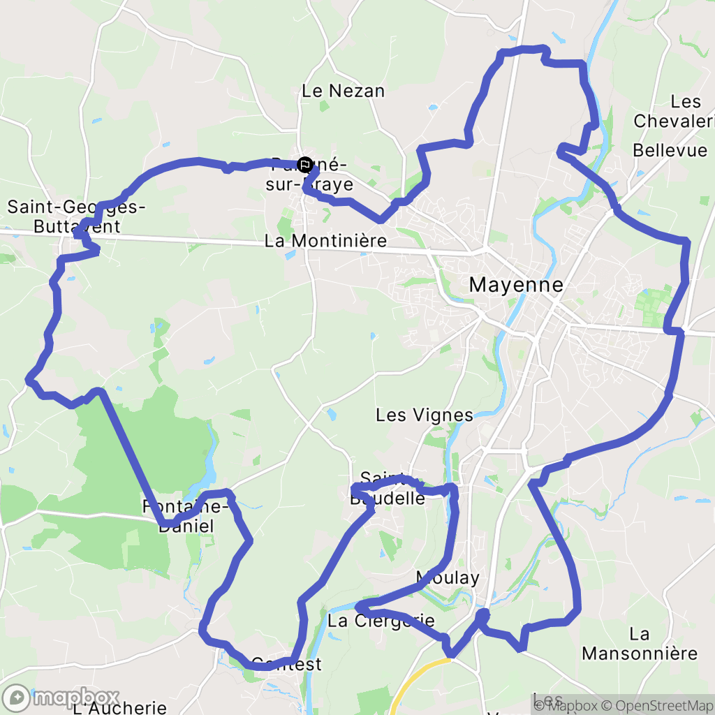 Parigné-sur-Braye : carte du parcours de randonnée - France