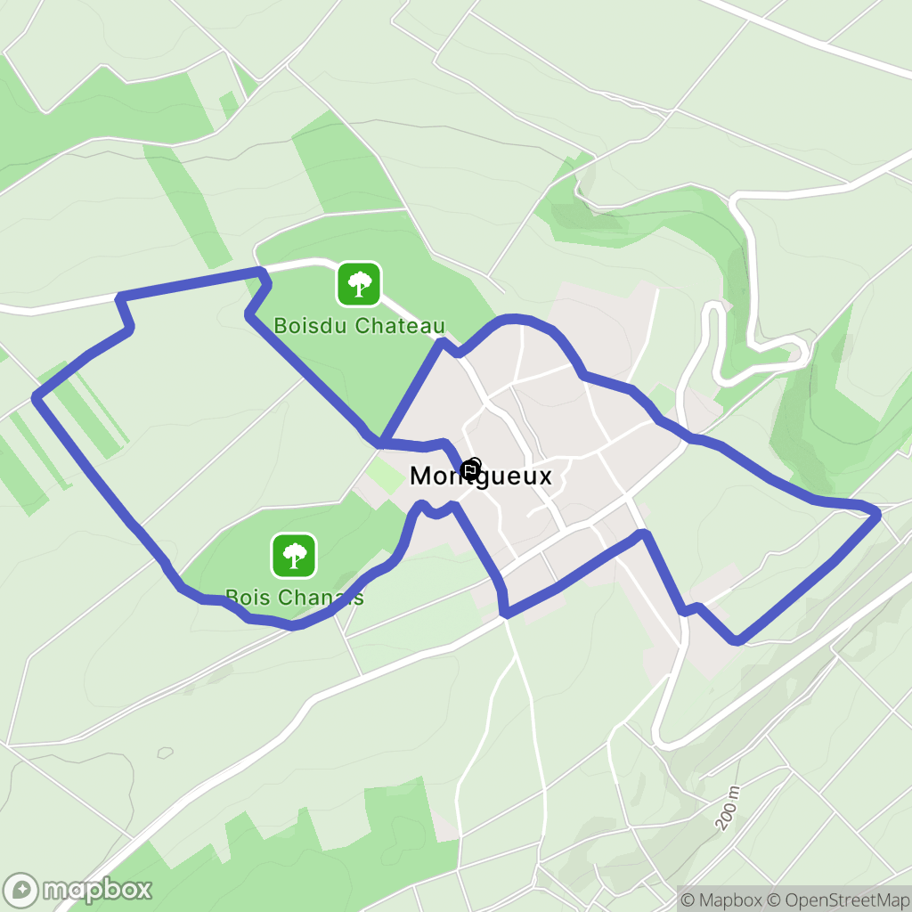 Montgueux : carte du parcours de randonnée - France