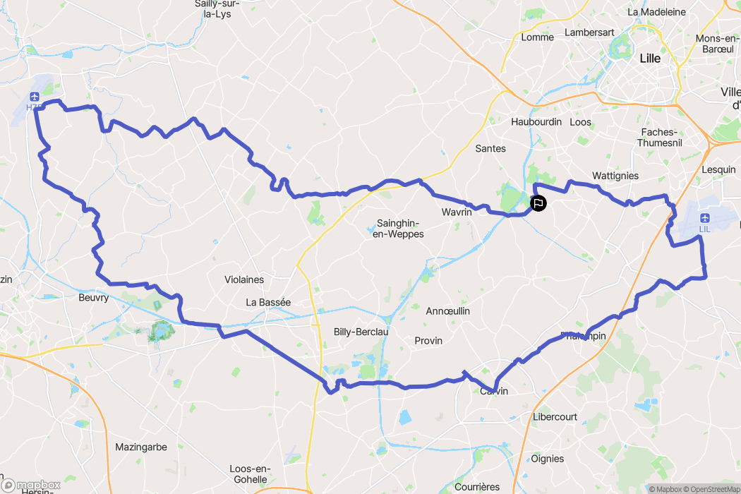 Houplin-Ancoisne : carte du parcours de randonnée - France