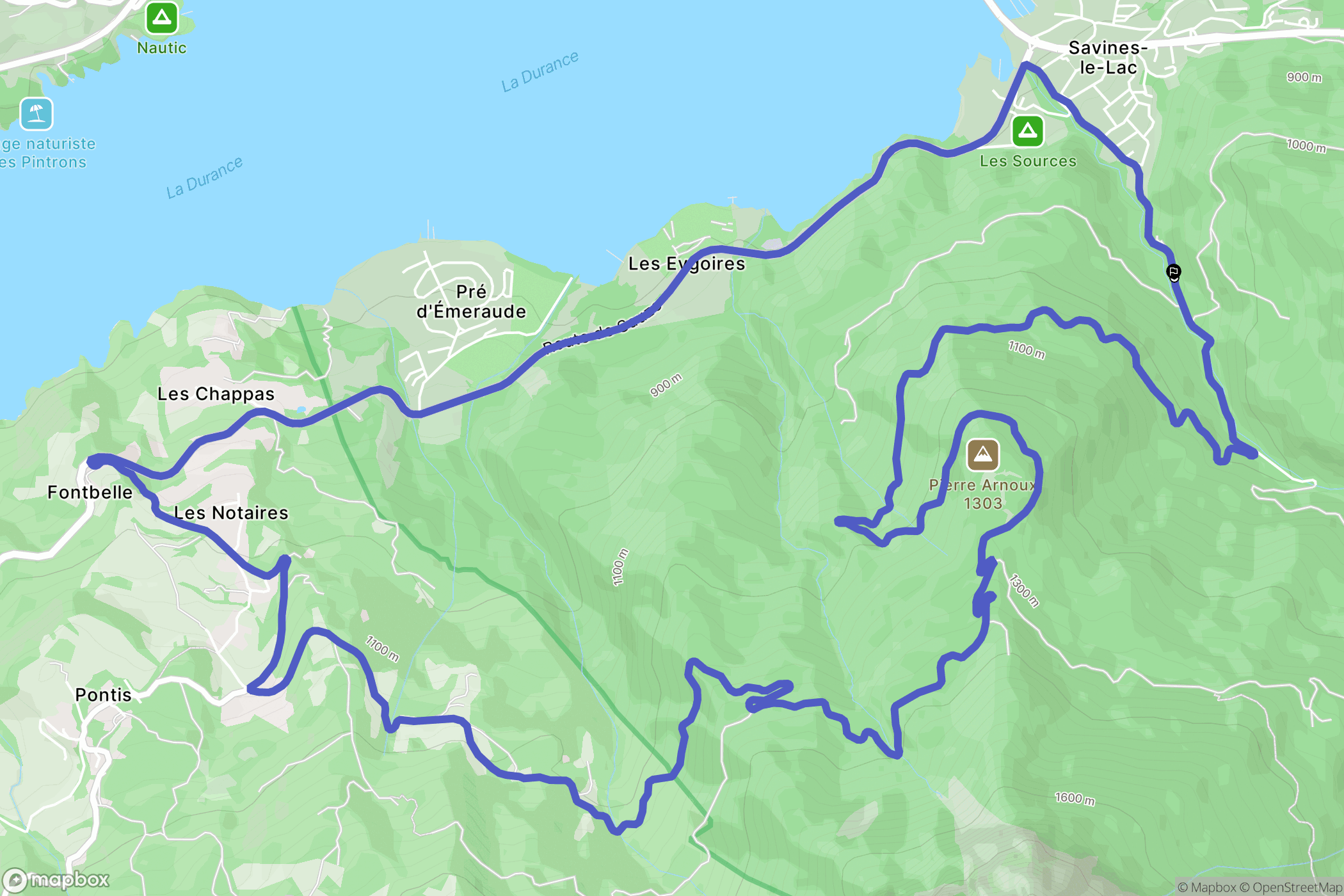 Savines-le-Lac : carte du parcours de randonnée - France