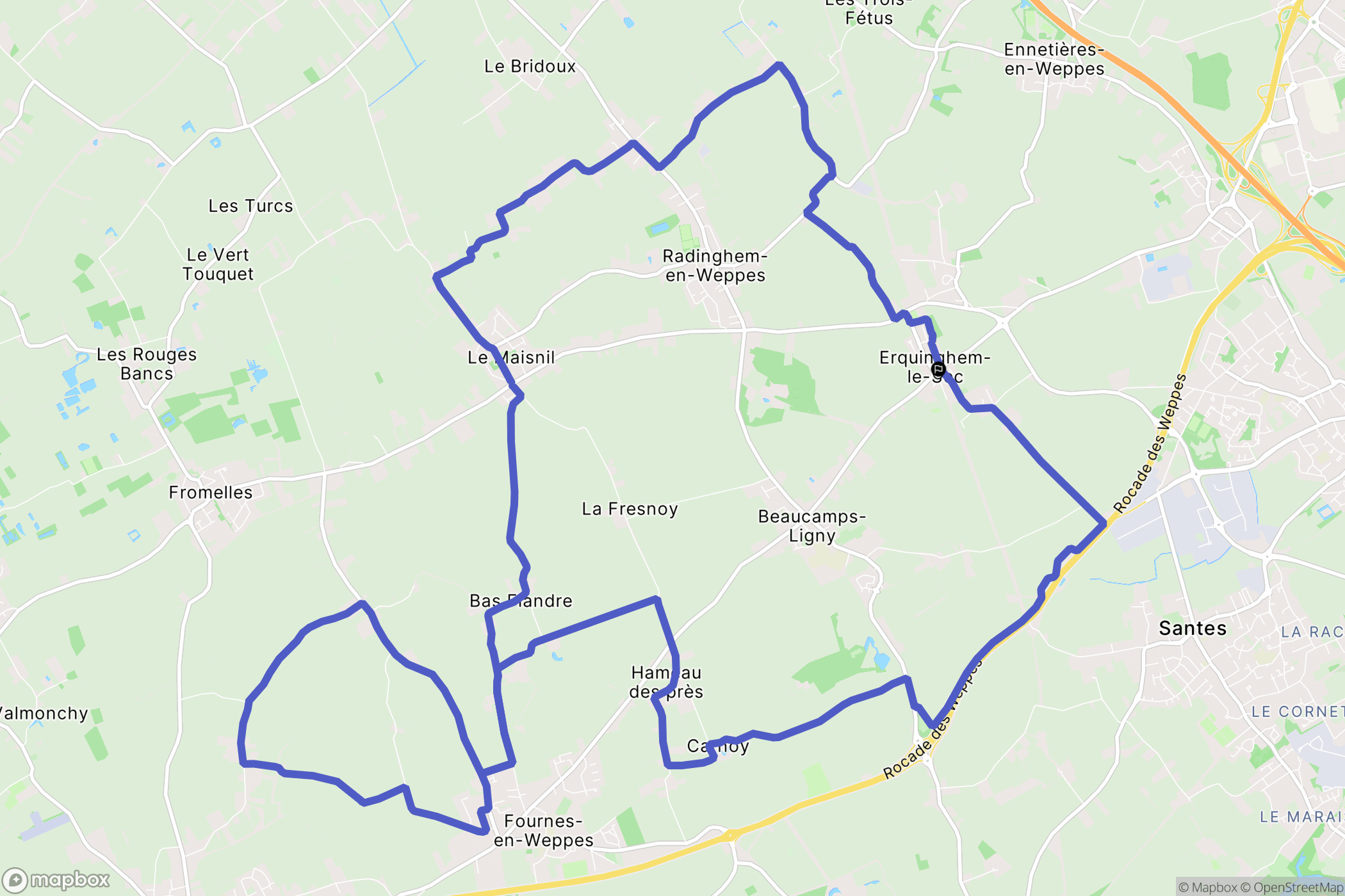 Erquinghem-le-Sec : carte du parcours de randonnée - France