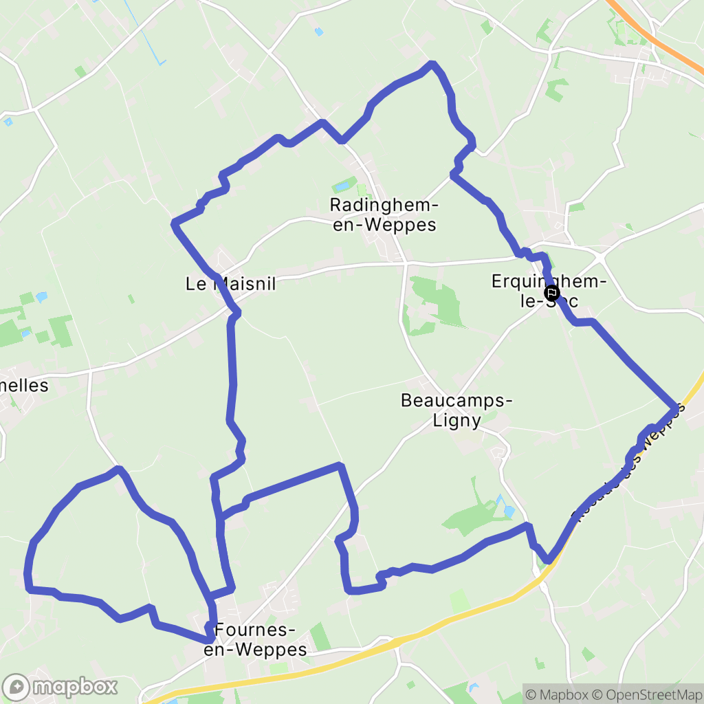 Erquinghem-le-Sec : carte du parcours de randonnée - France