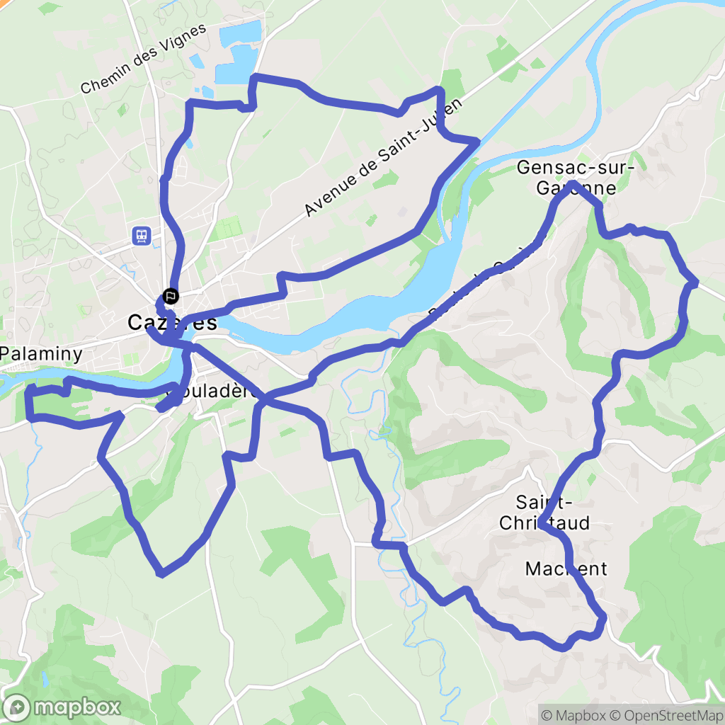 Cazères : carte du parcours de randonnée - France