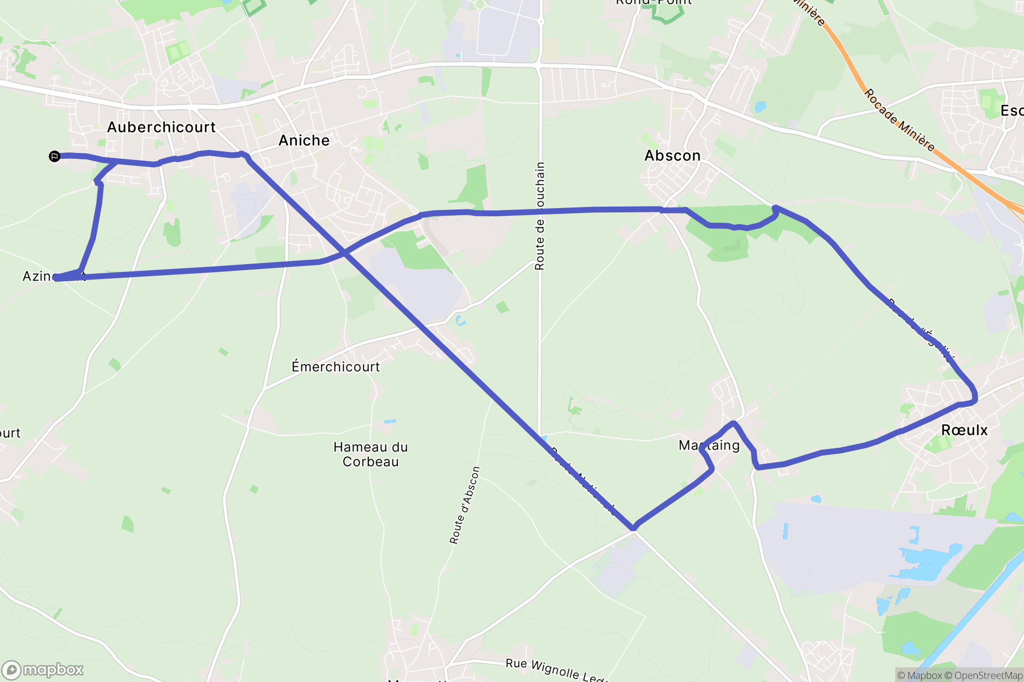 Auberchicourt : carte du parcours de randonnée - France