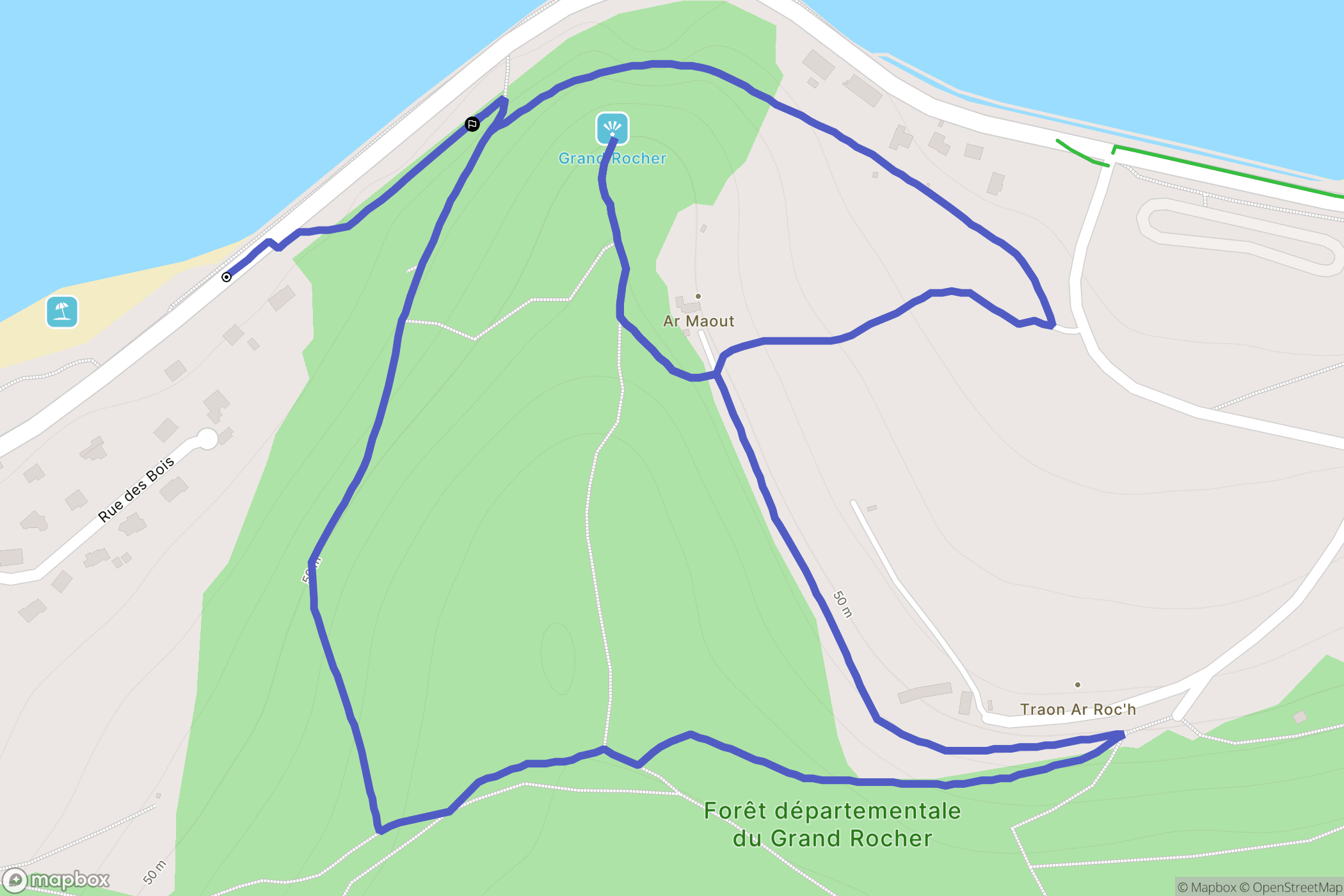 Plestin-les-Grèves : carte du parcours de randonnée - France