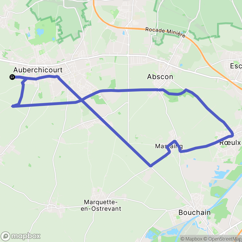 Auberchicourt : carte du parcours de randonnée - France