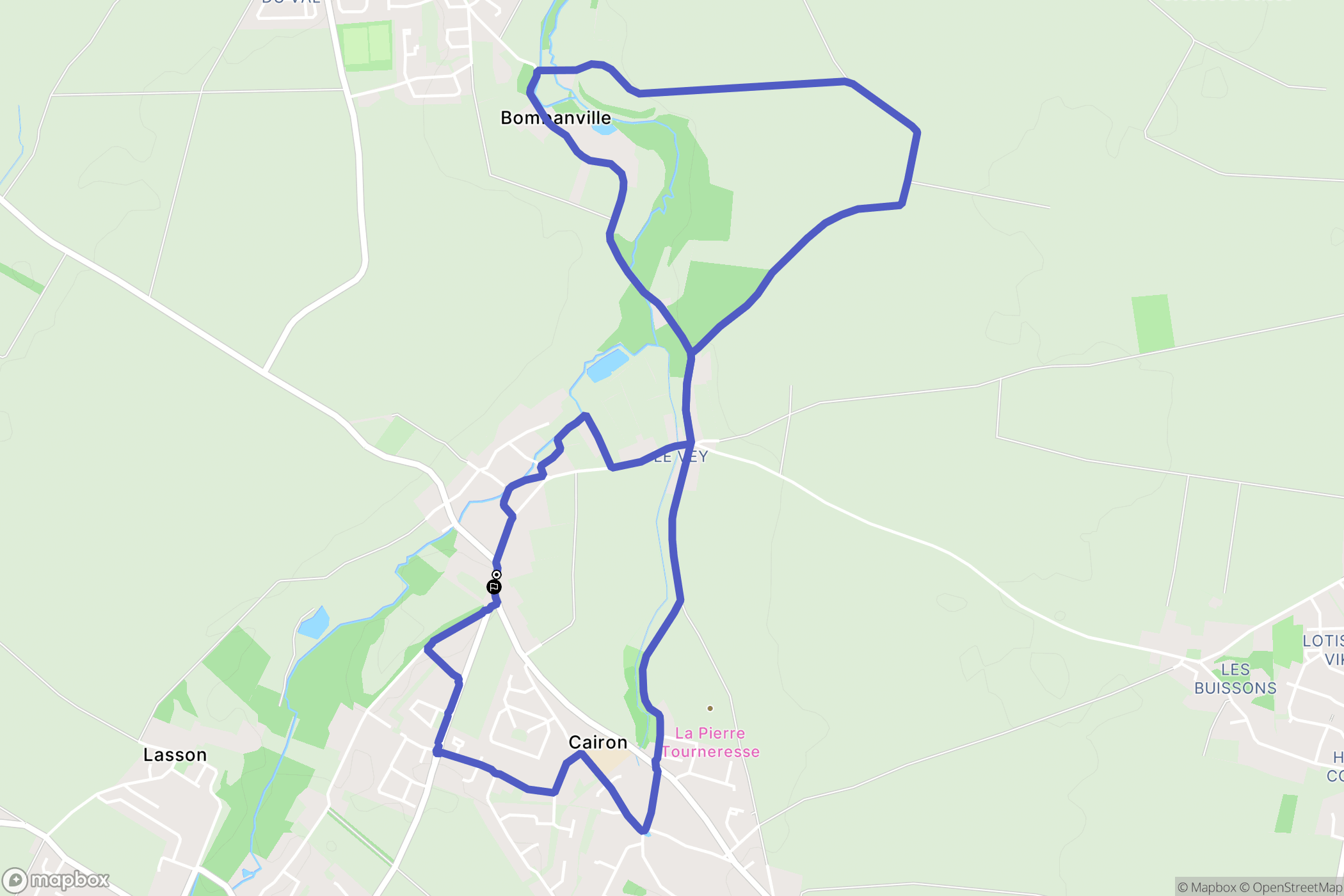 Cairon : carte du parcours de randonnée - France