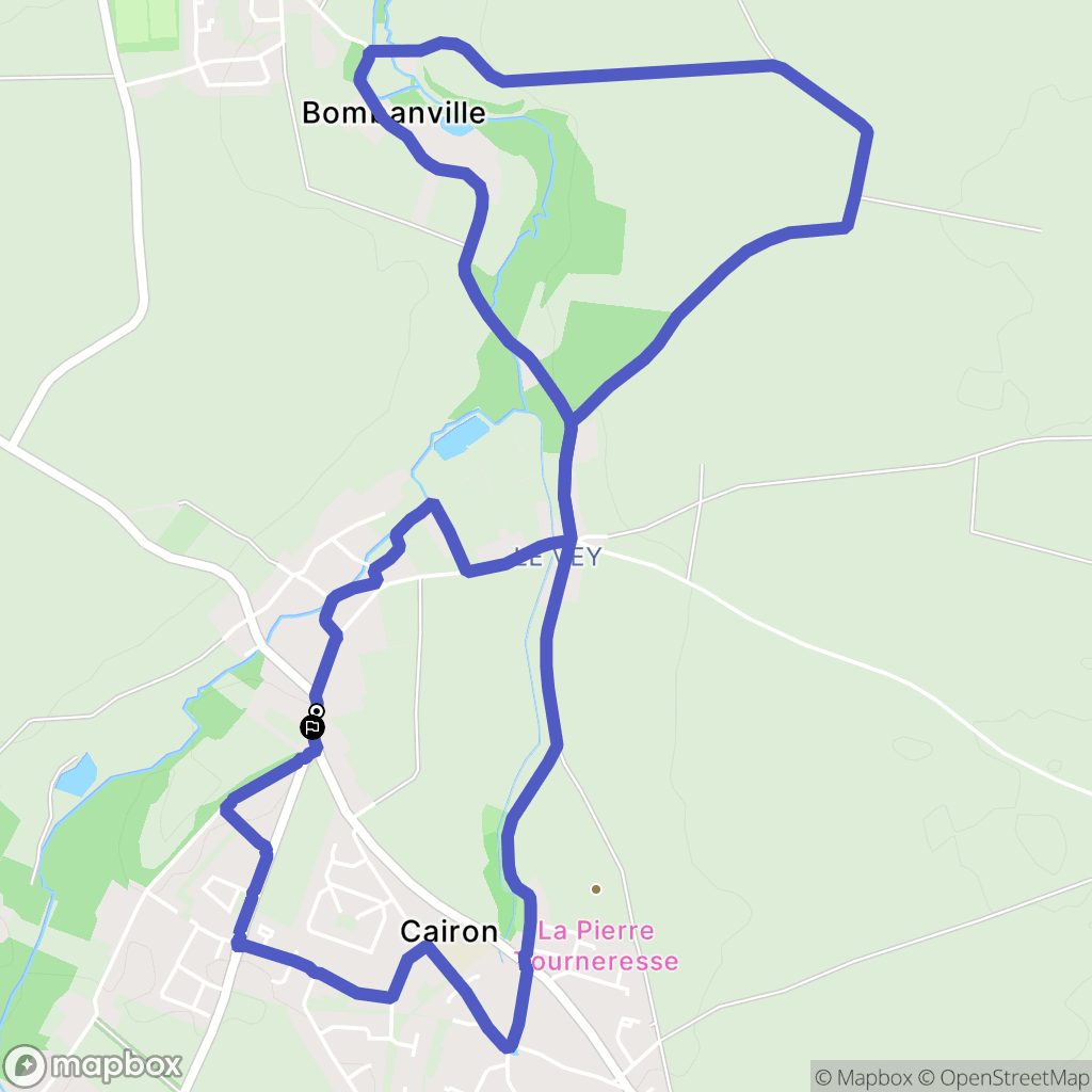 Cairon : carte du parcours de randonnée - France
