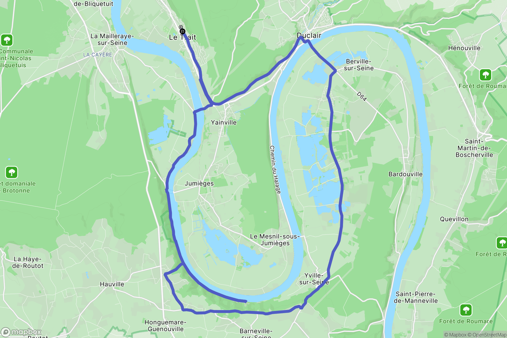 Le Trait : carte du parcours de randonnée - France