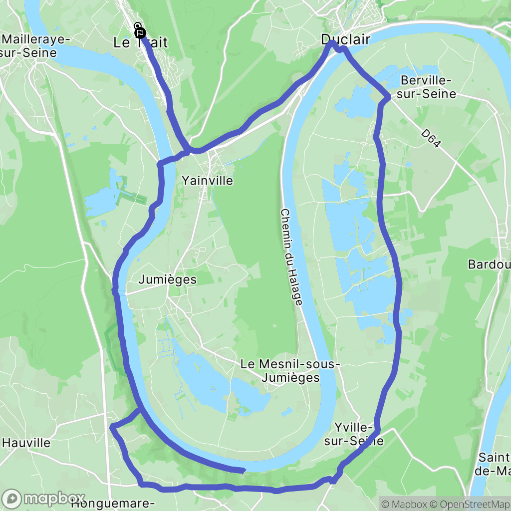 Le Trait : carte du parcours de randonnée - France