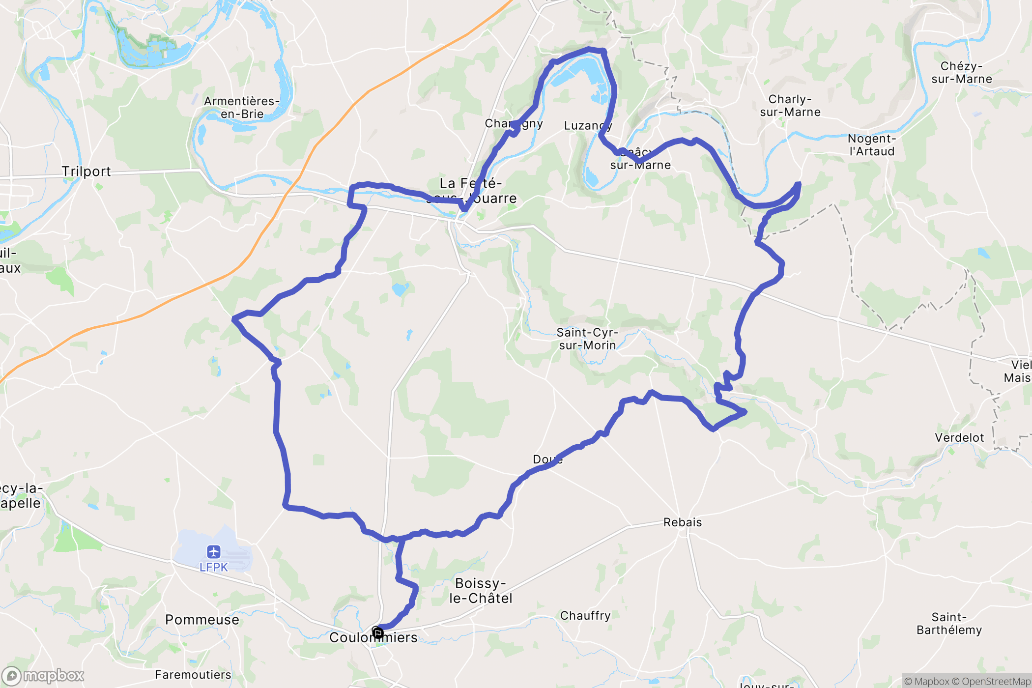 Coulommiers : carte du parcours de randonnée - France