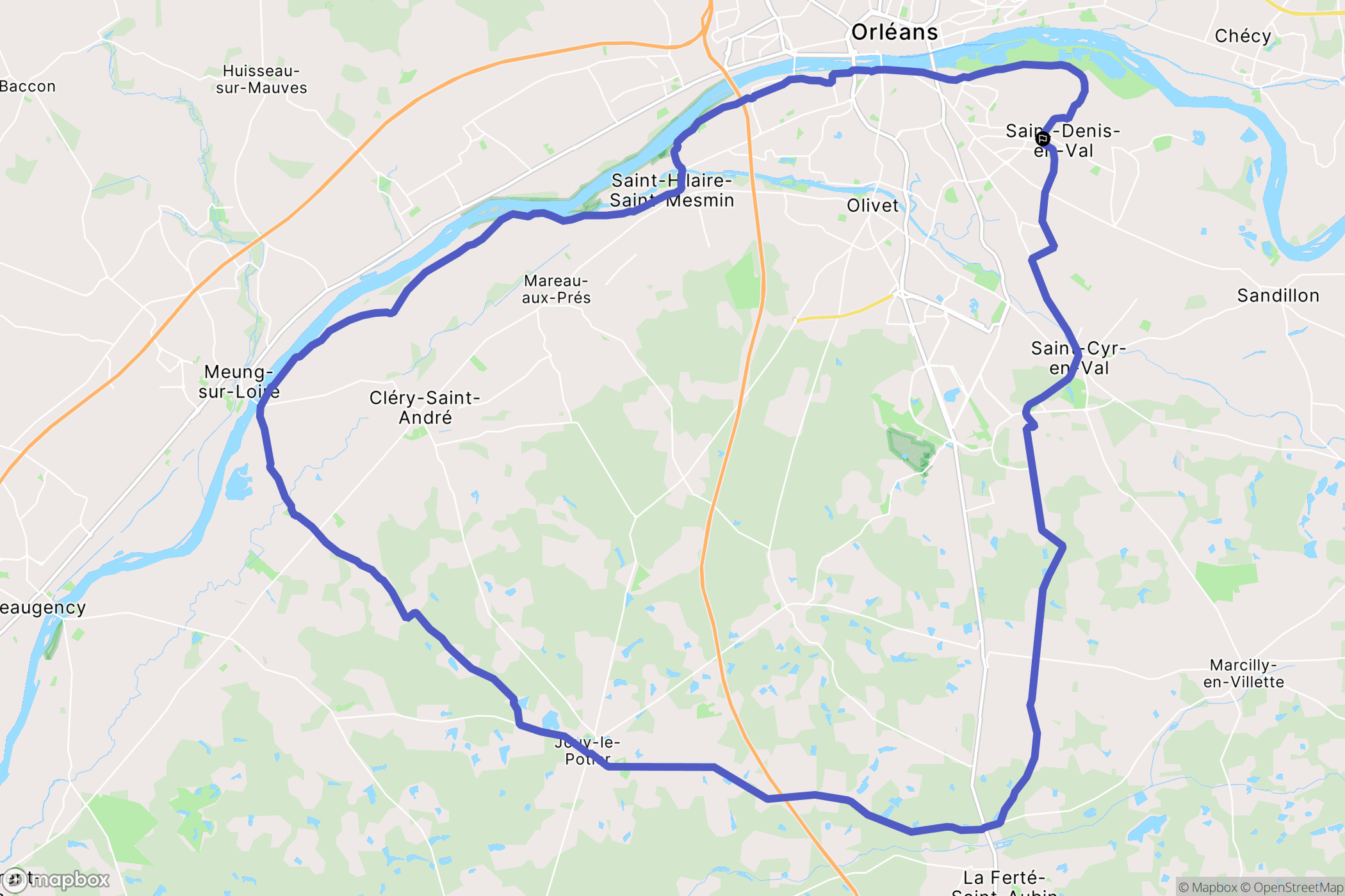 Saint-Denis-en-Val : carte du parcours de randonnée - France