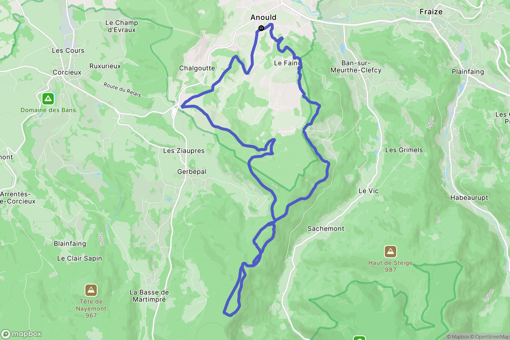 Anould : carte du parcours de randonnée - France