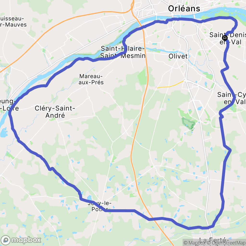 Saint-Denis-en-Val : carte du parcours de randonnée - France