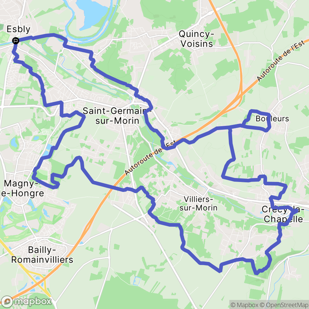 Esbly : carte du parcours de randonnée - France