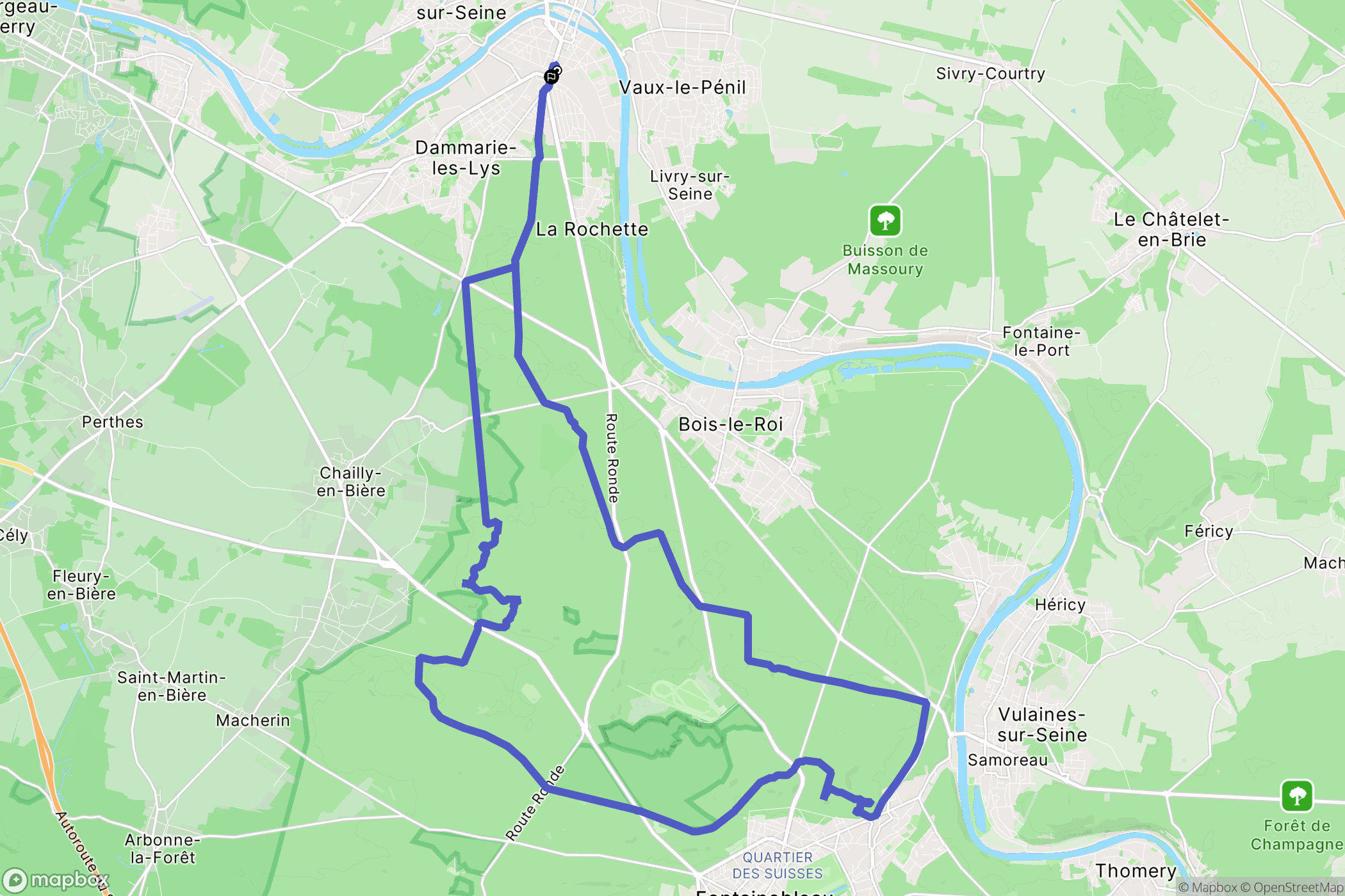 Melun : carte du parcours de randonnée - France