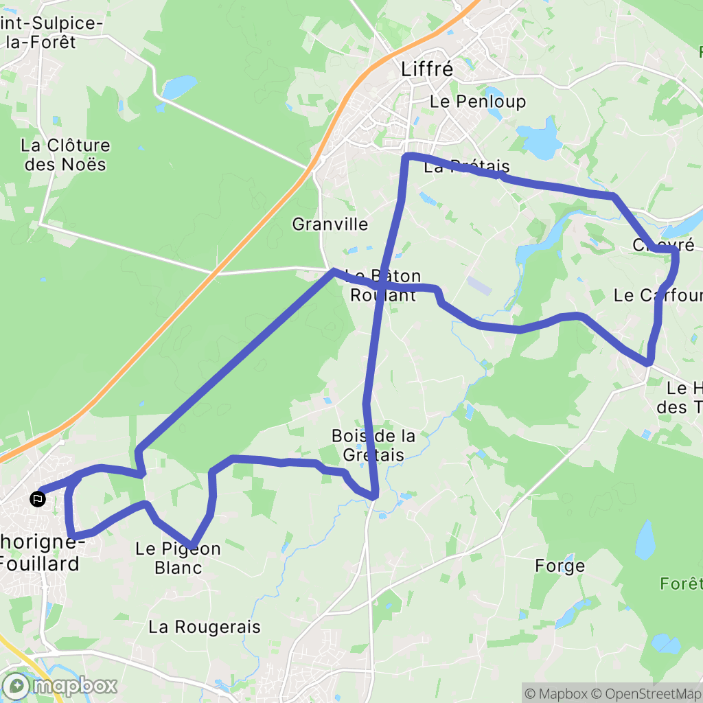 Thorigné-Fouillard : carte du parcours de randonnée - France