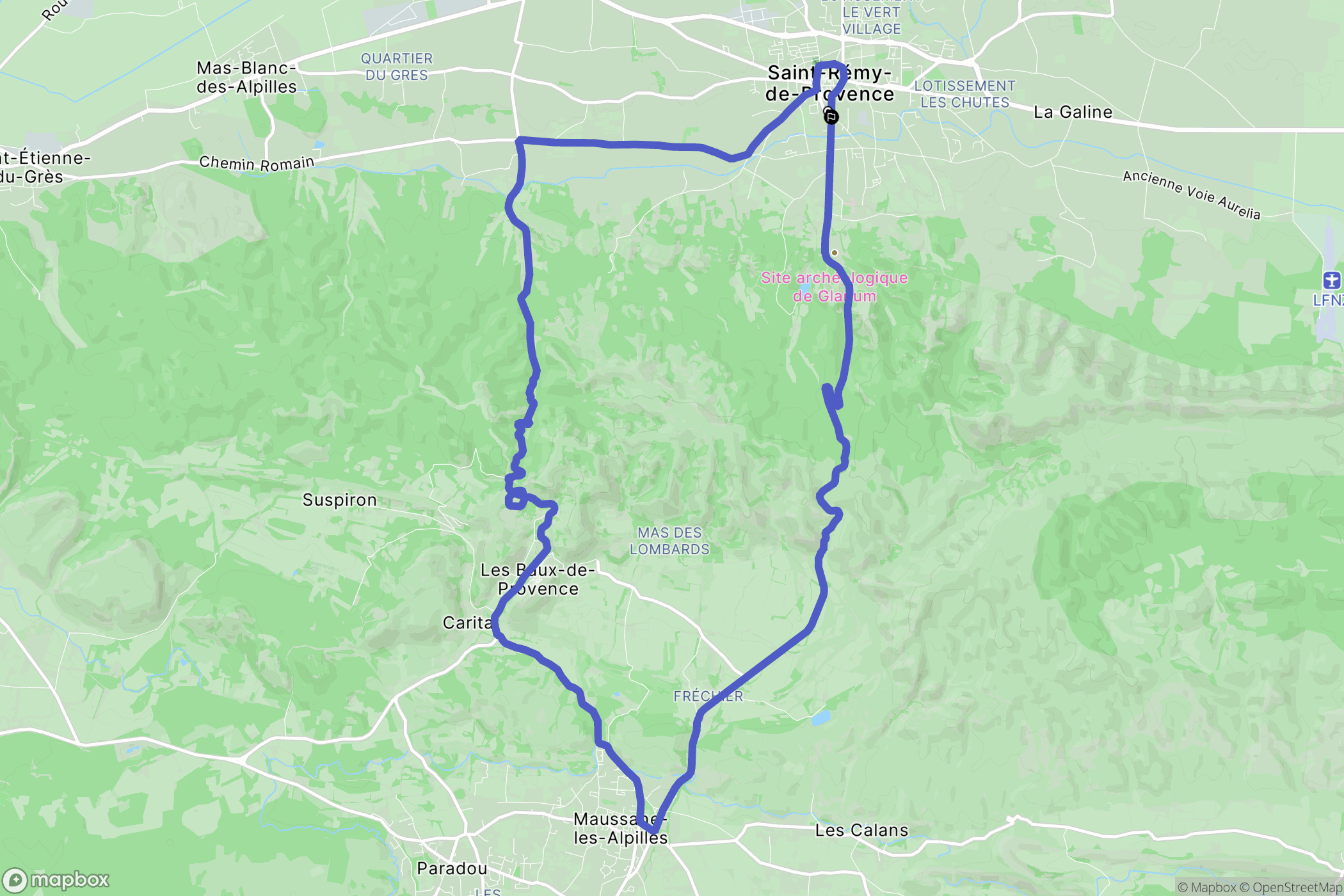 Saint-Rémy-de-Provence : carte du parcours de randonnée - France