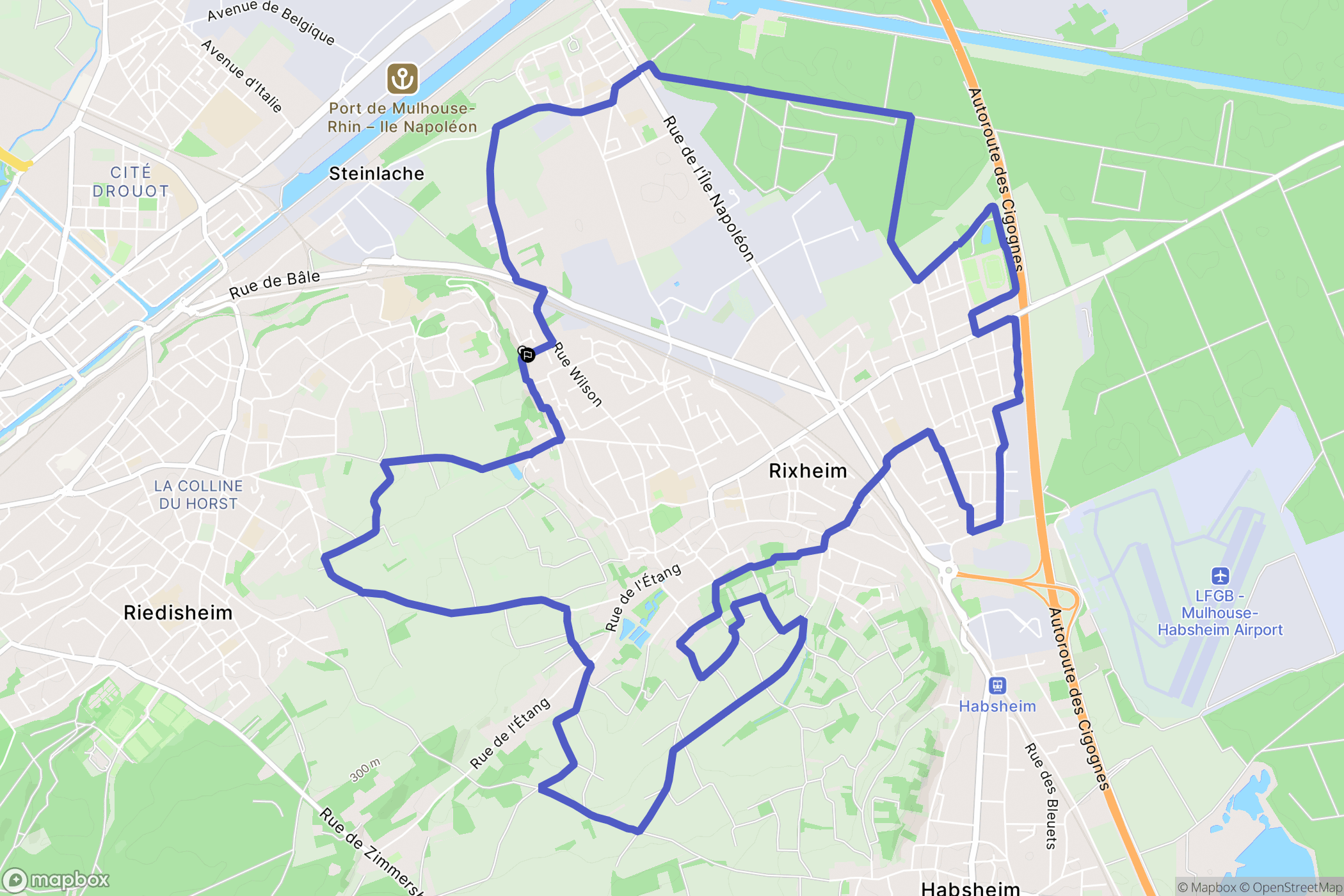 Rixheim : carte du parcours de randonnée - France