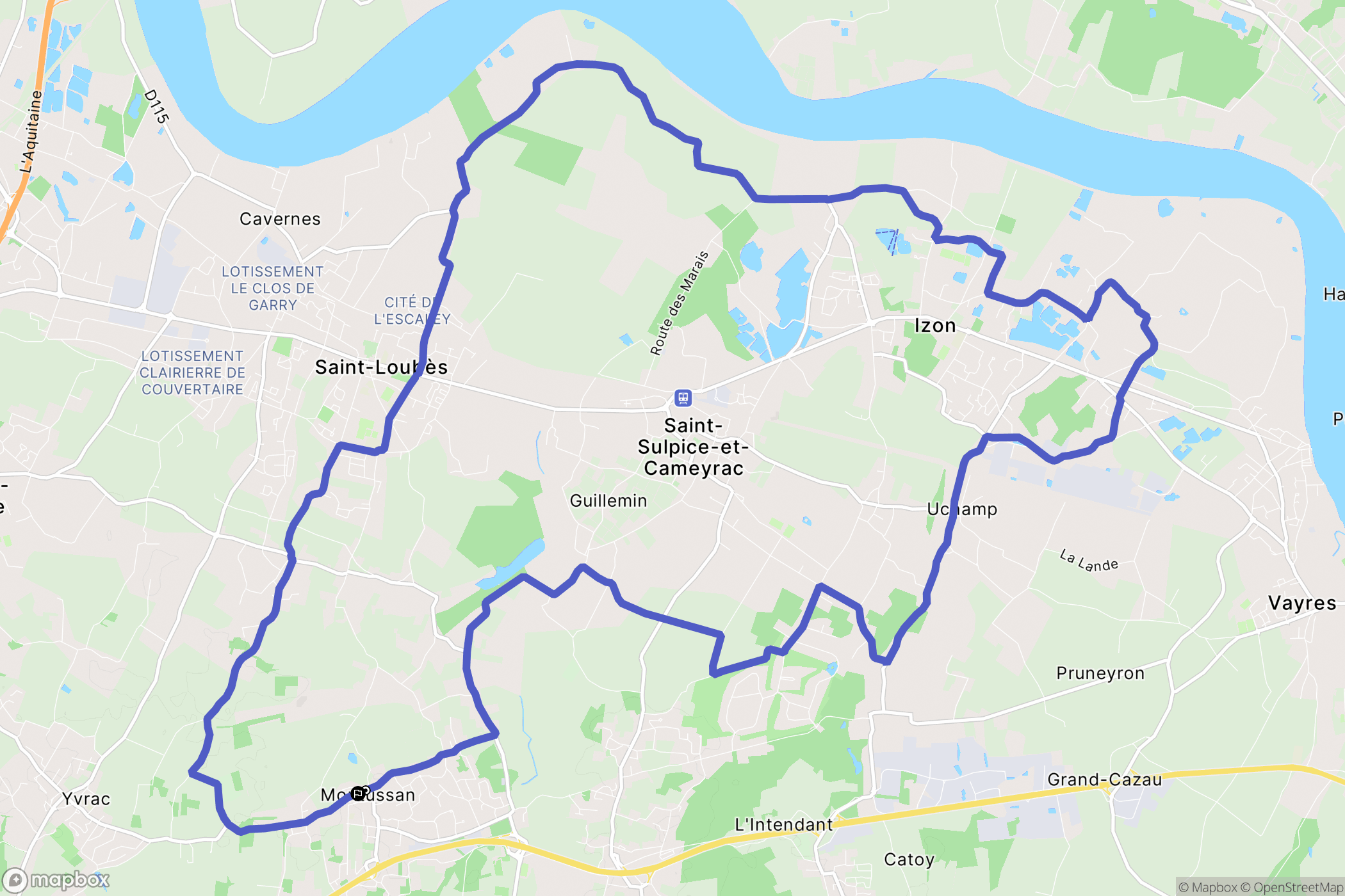 Montussan : carte du parcours de randonnée - France