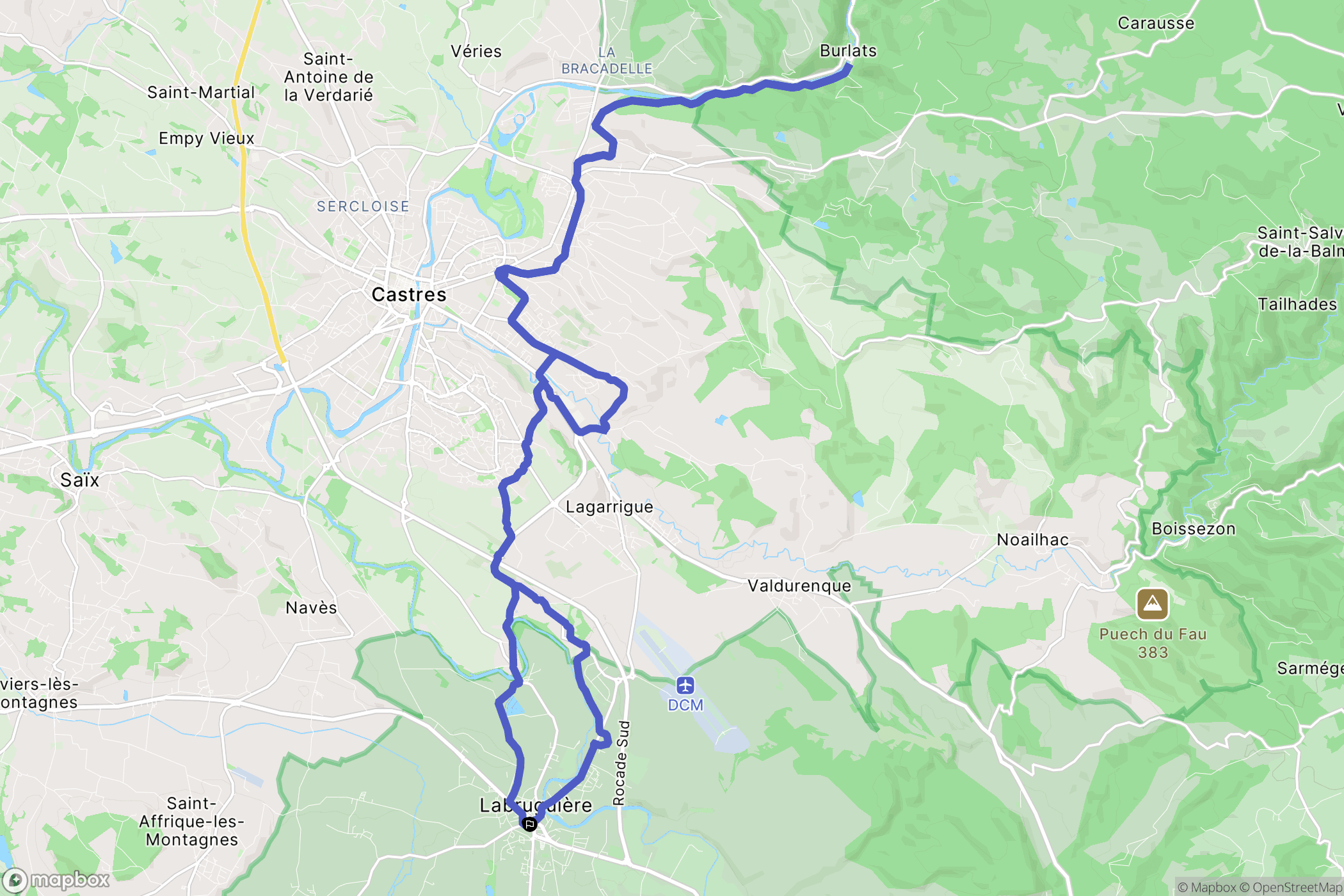 Labruguière : carte du parcours de randonnée - France