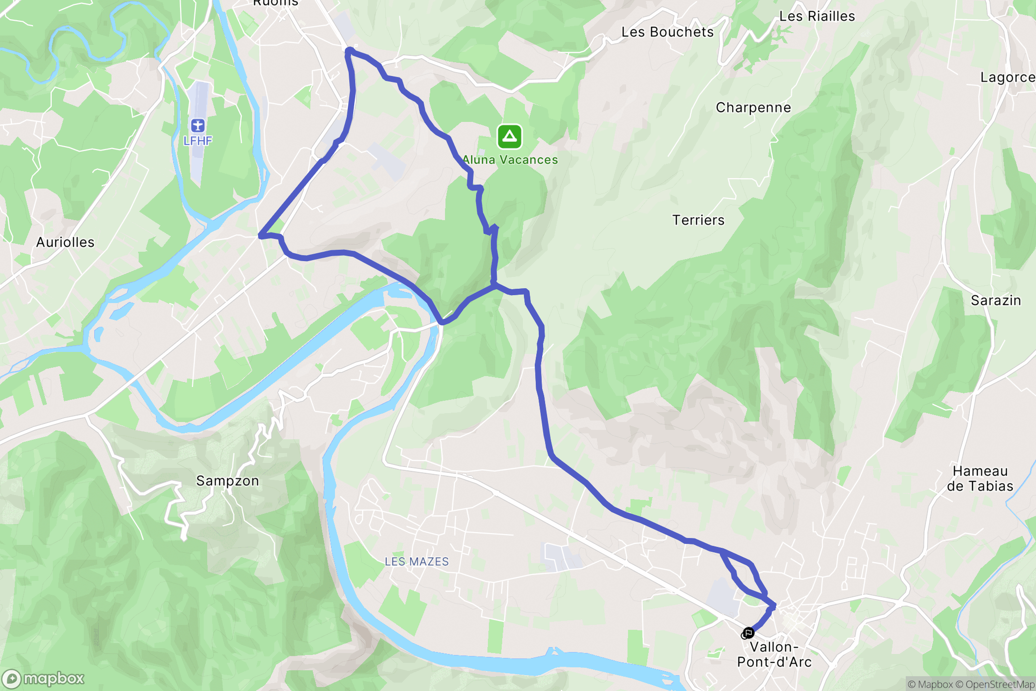 Vallon-Pont-d'Arc : carte du parcours de randonnée - France