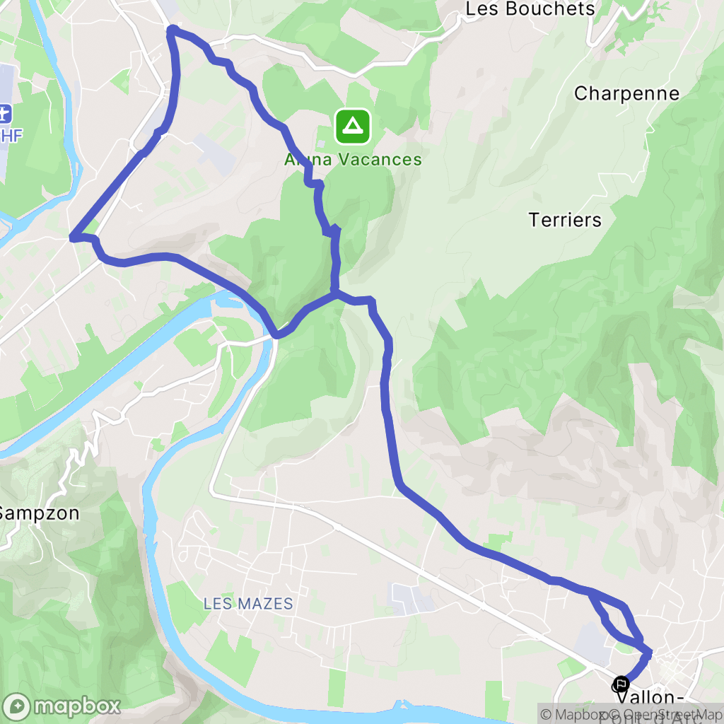 Vallon-Pont-d'Arc : carte du parcours de randonnée - France