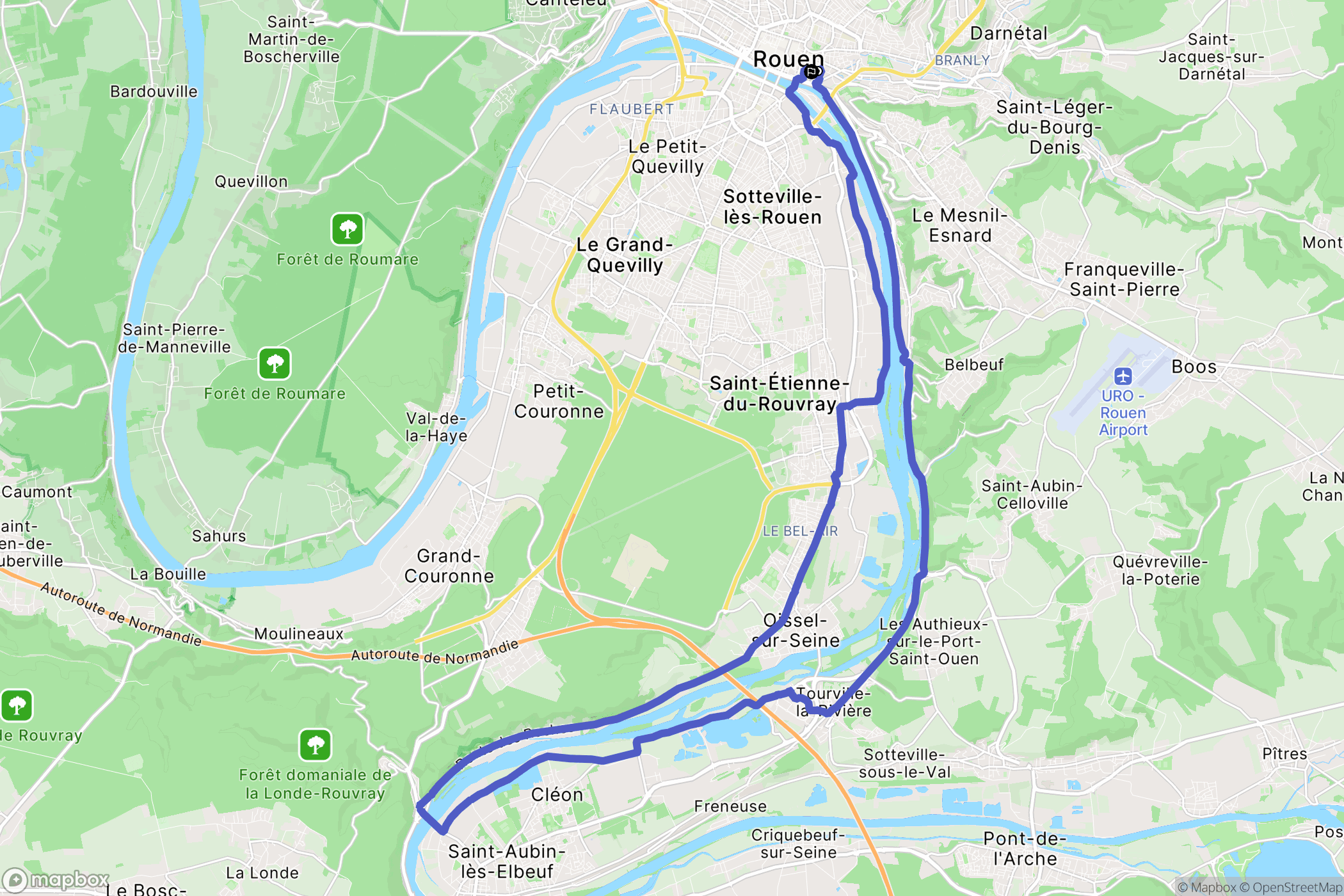 Rouen : carte du parcours de randonnée - France