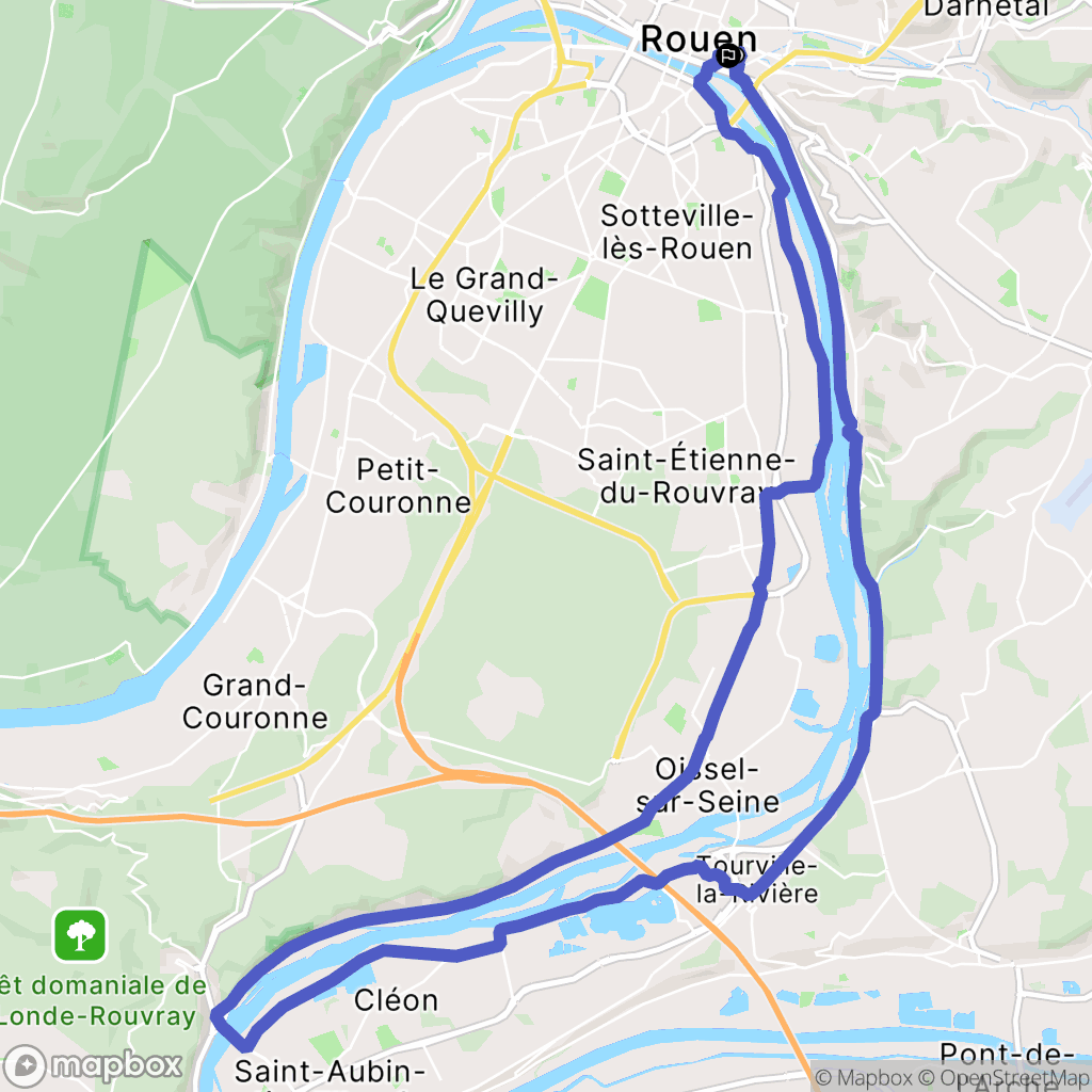 Rouen : carte du parcours de randonnée - France