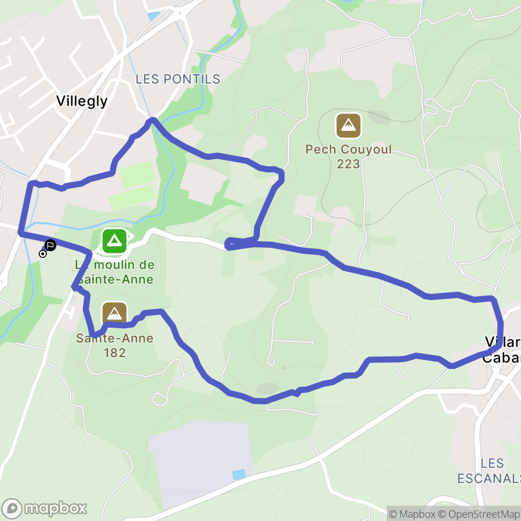 Villegly : carte du parcours de randonnée - France