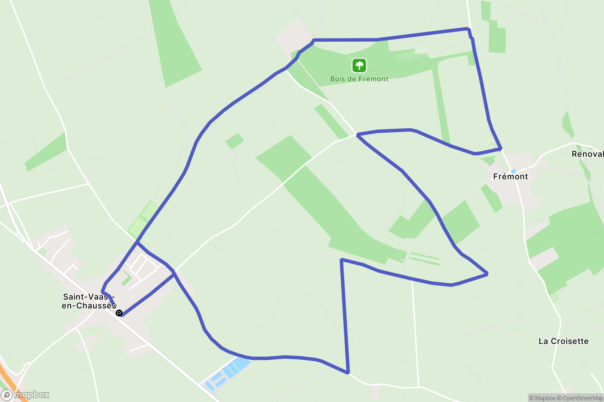 Saint-Vaast-en-Chaussée : carte du parcours de randonnée - France