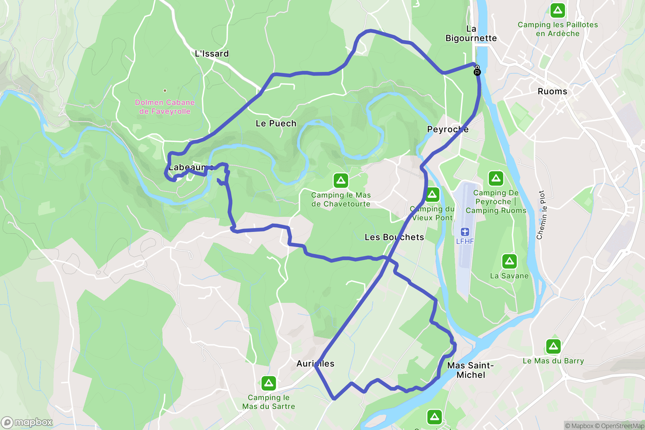 Labeaume : carte du parcours de randonnée - France