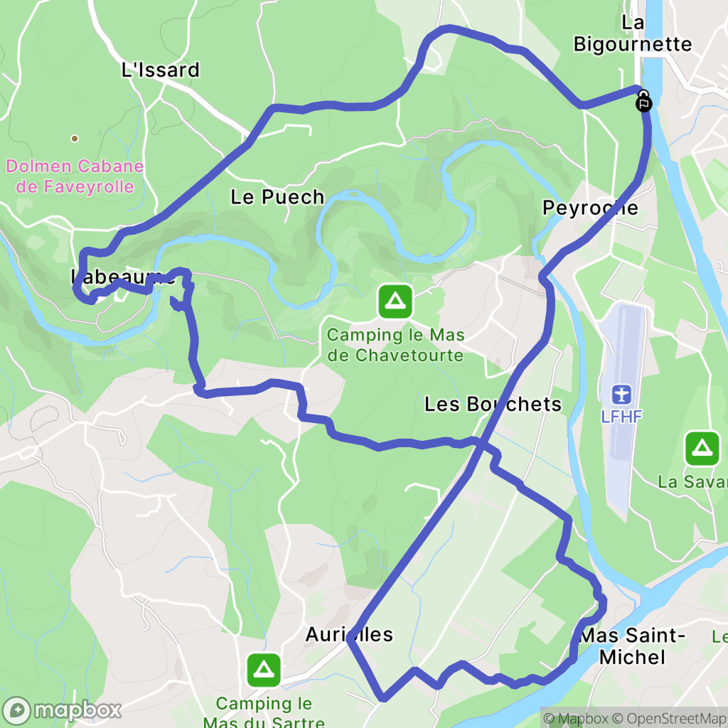 Labeaume : carte du parcours de randonnée - France