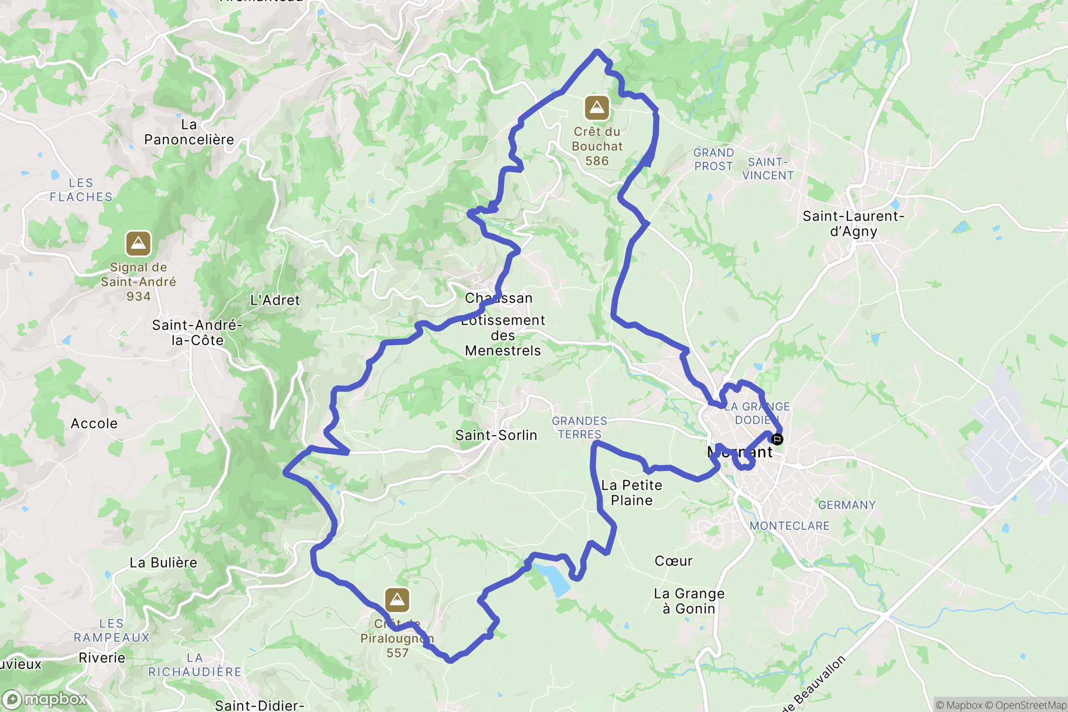Mornant : carte du parcours de randonnée - France