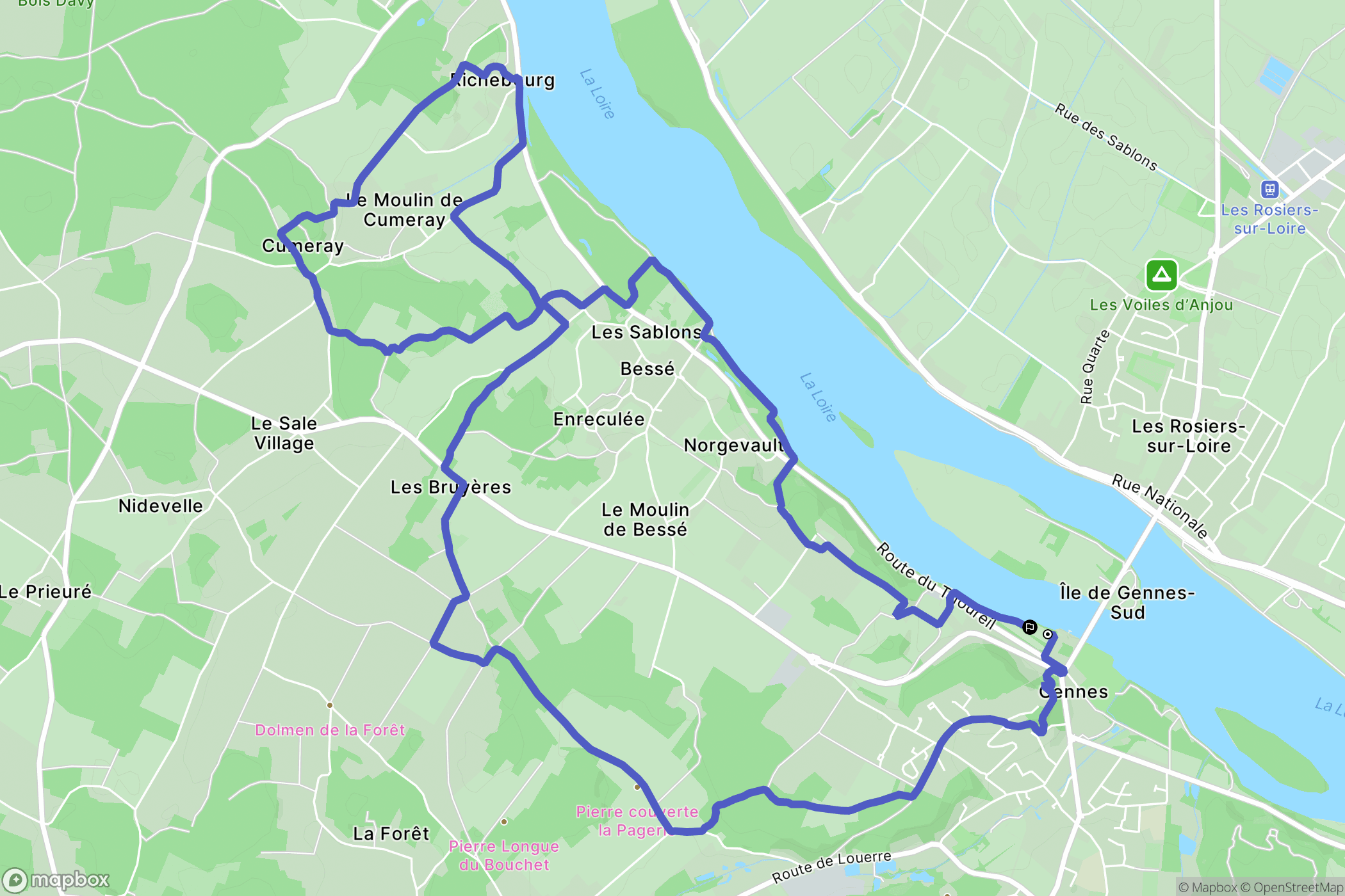 Gennes-Val-de-Loire : carte du parcours de randonnée - France