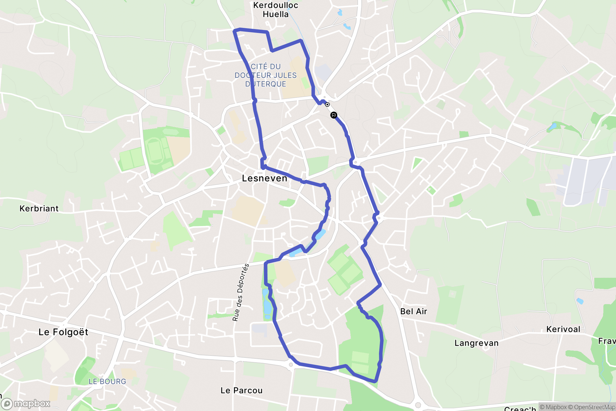Lesneven : carte du parcours de randonnée - France