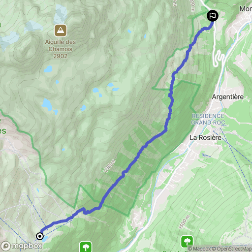 Chamonix-Mont-Blanc : carte du parcours de randonnée - France