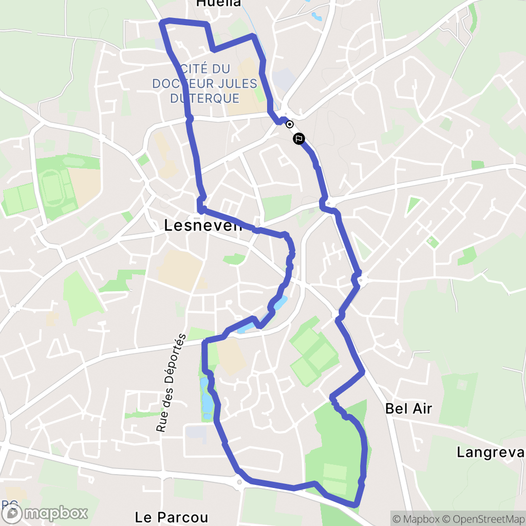 Lesneven : carte du parcours de randonnée - France