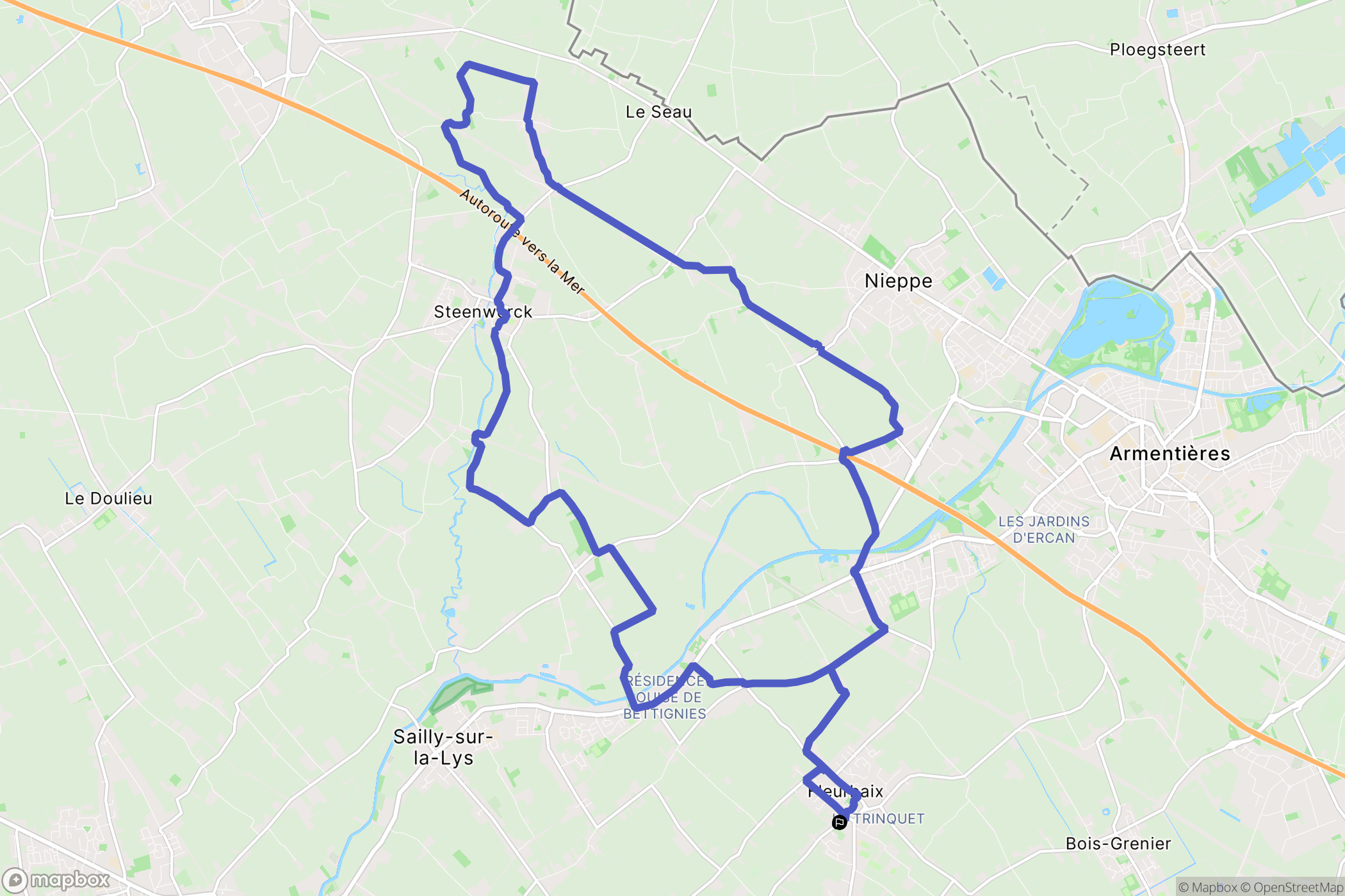 Fleurbaix : carte du parcours de randonnée - France