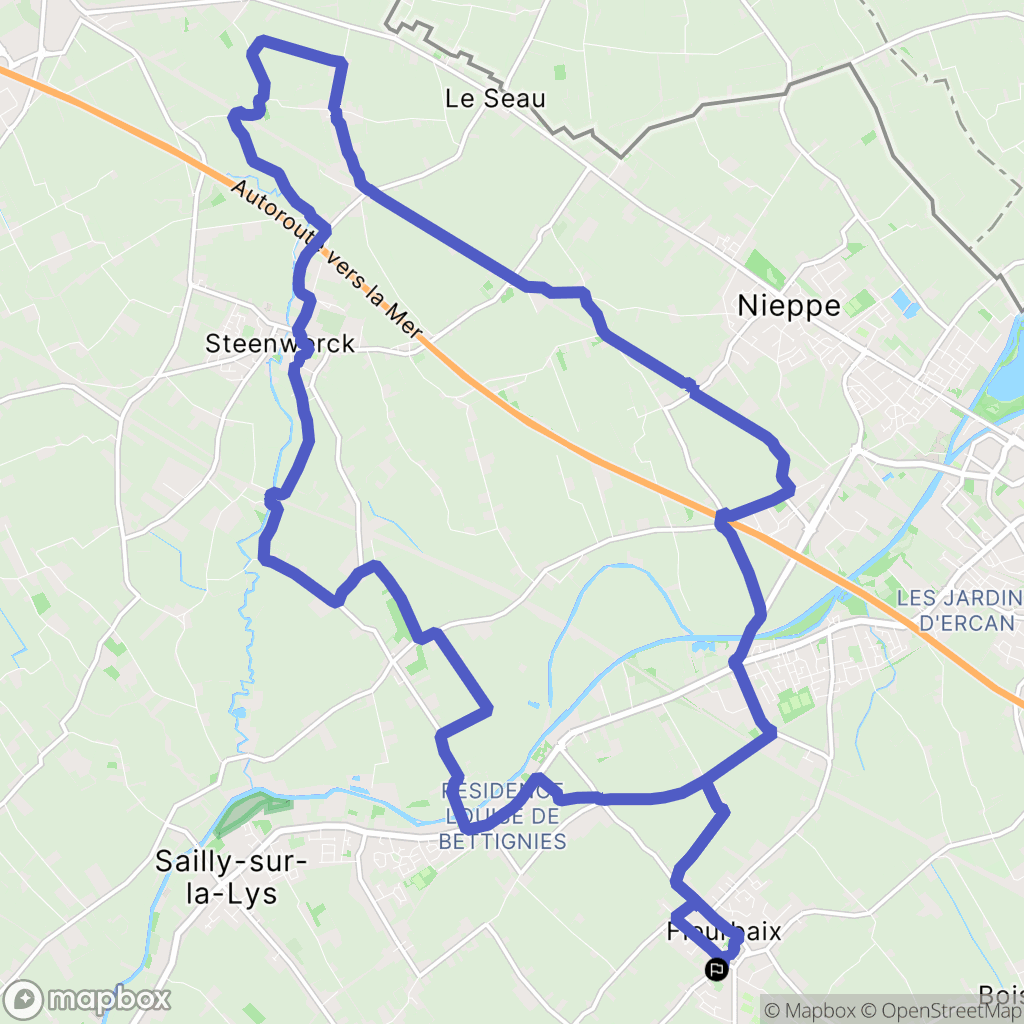 Fleurbaix : carte du parcours de randonnée - France