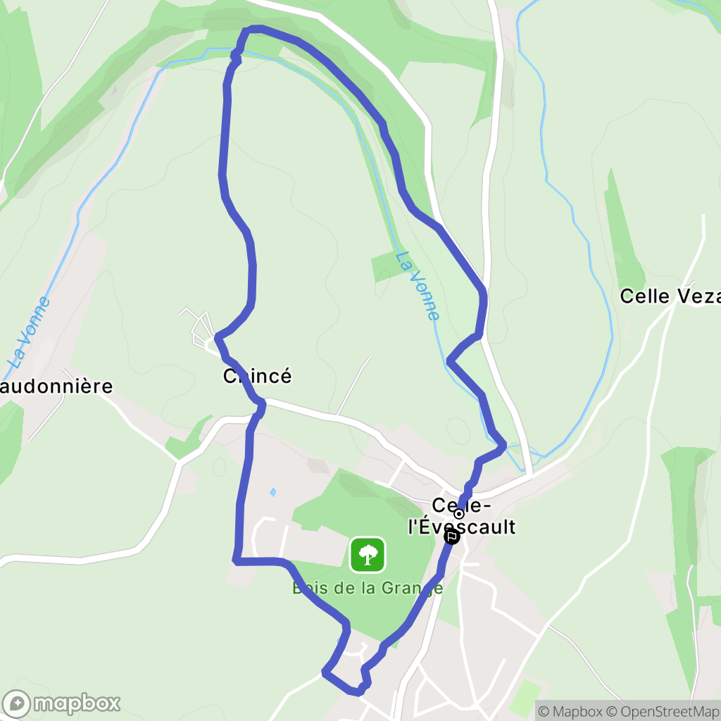 Celle-Lévescault : carte du parcours de randonnée - France