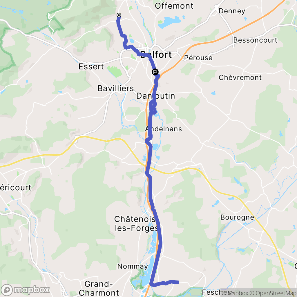 Cravanche : carte du parcours de randonnée - France