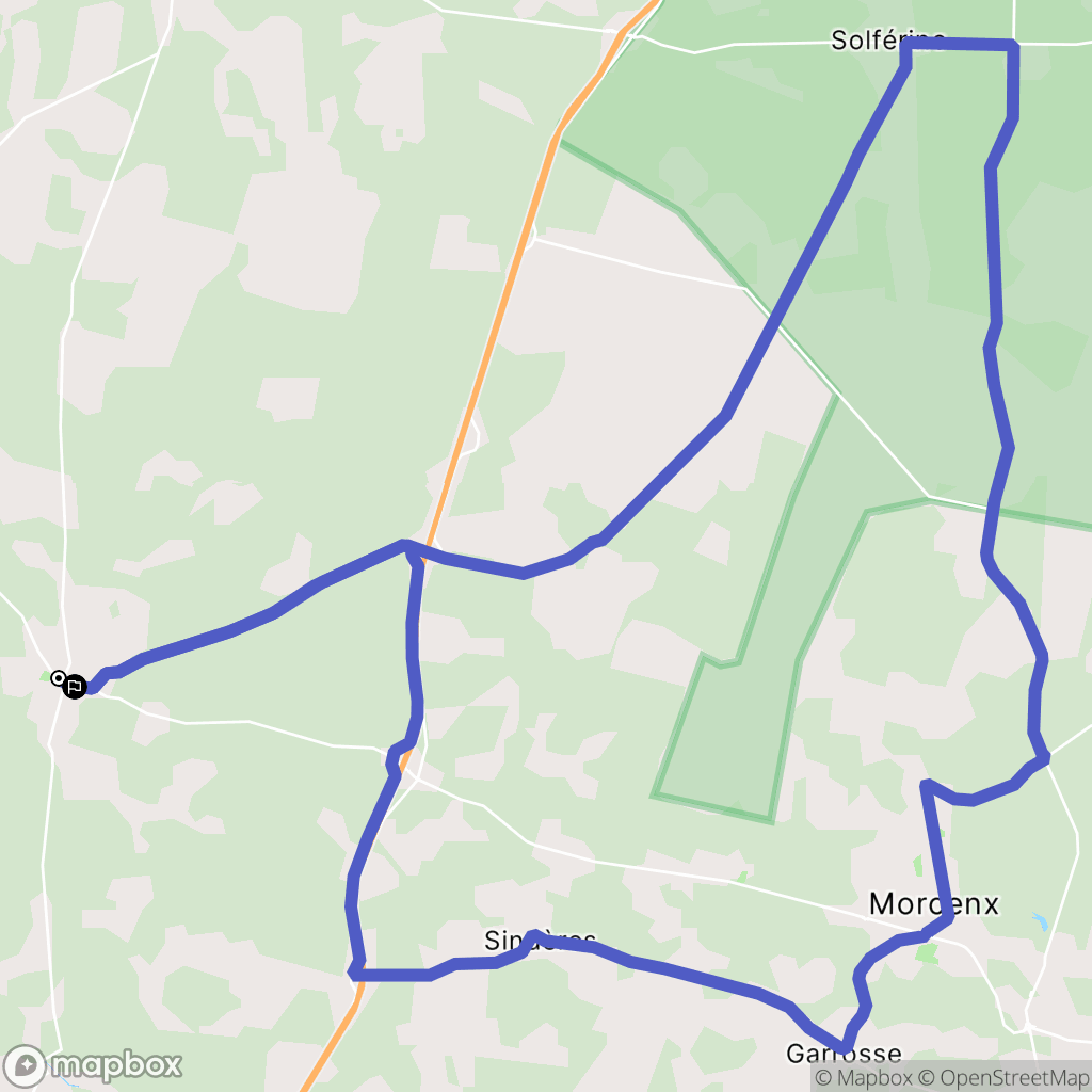 Onesse-Laharie : carte du parcours de randonnée - France