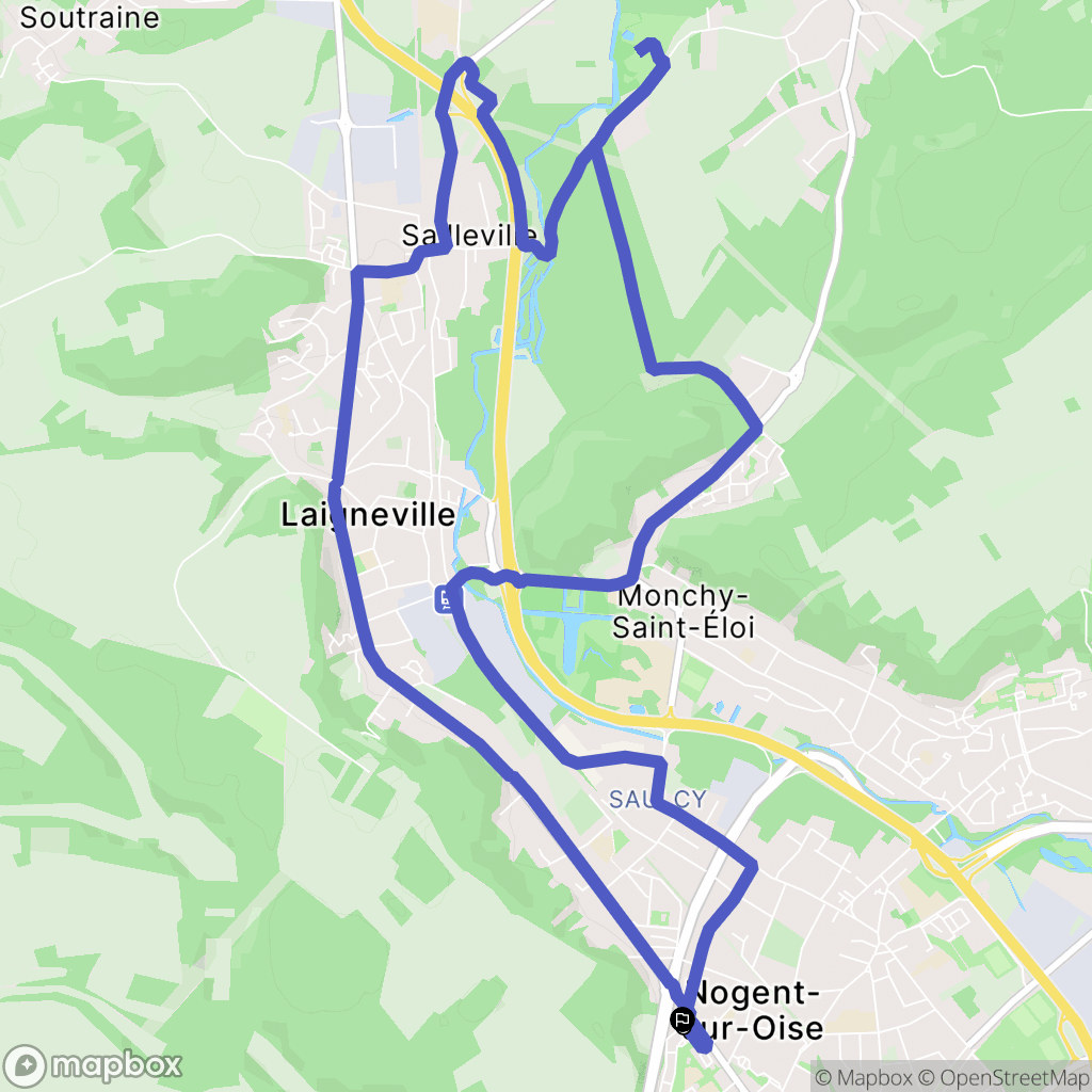 Nogent-sur-Oise : carte du parcours de randonnée - France
