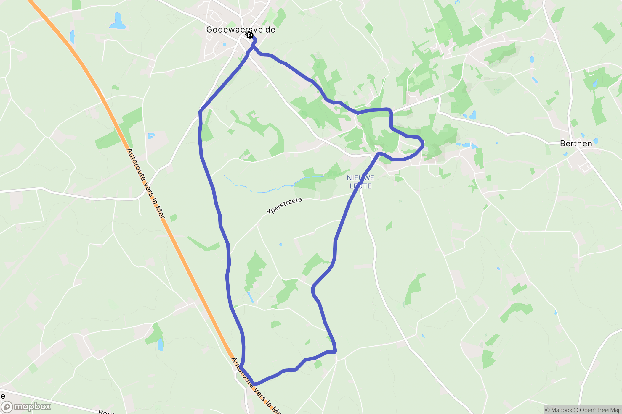 Godewaersvelde : carte du parcours de randonnée - France