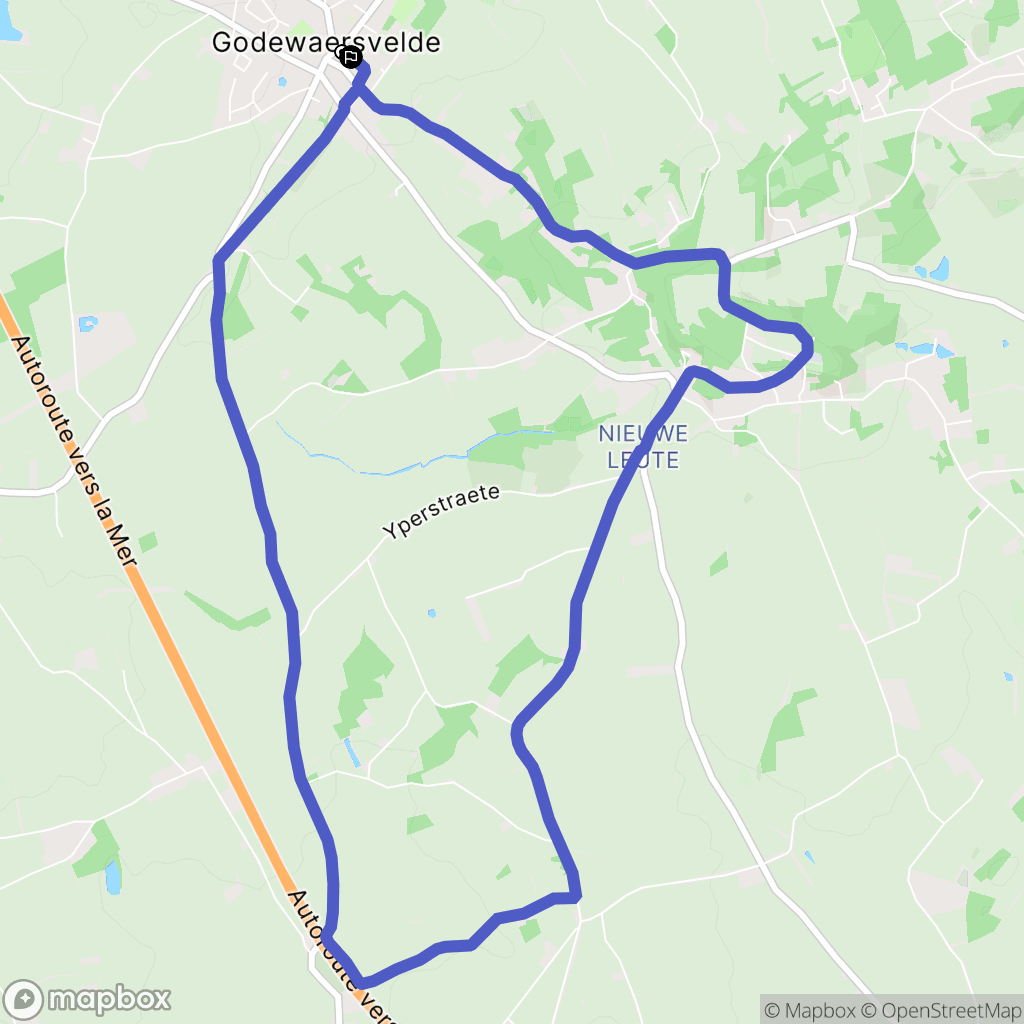 Godewaersvelde : carte du parcours de randonnée - France