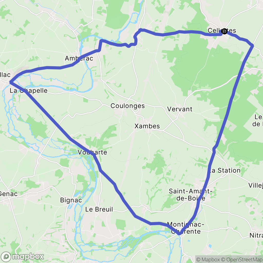 Cellettes : carte du parcours de randonnée - France
