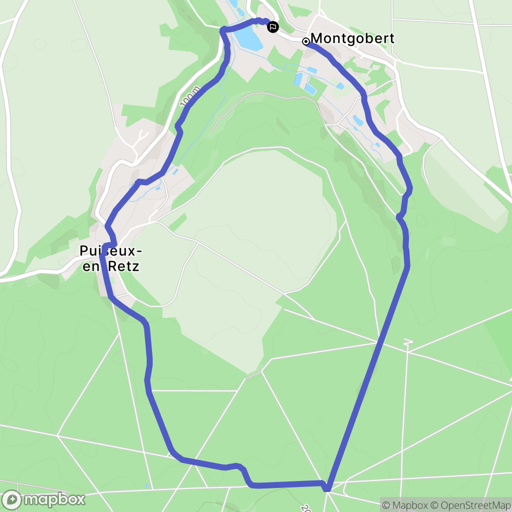 Montgobert : carte du parcours de randonnée - France